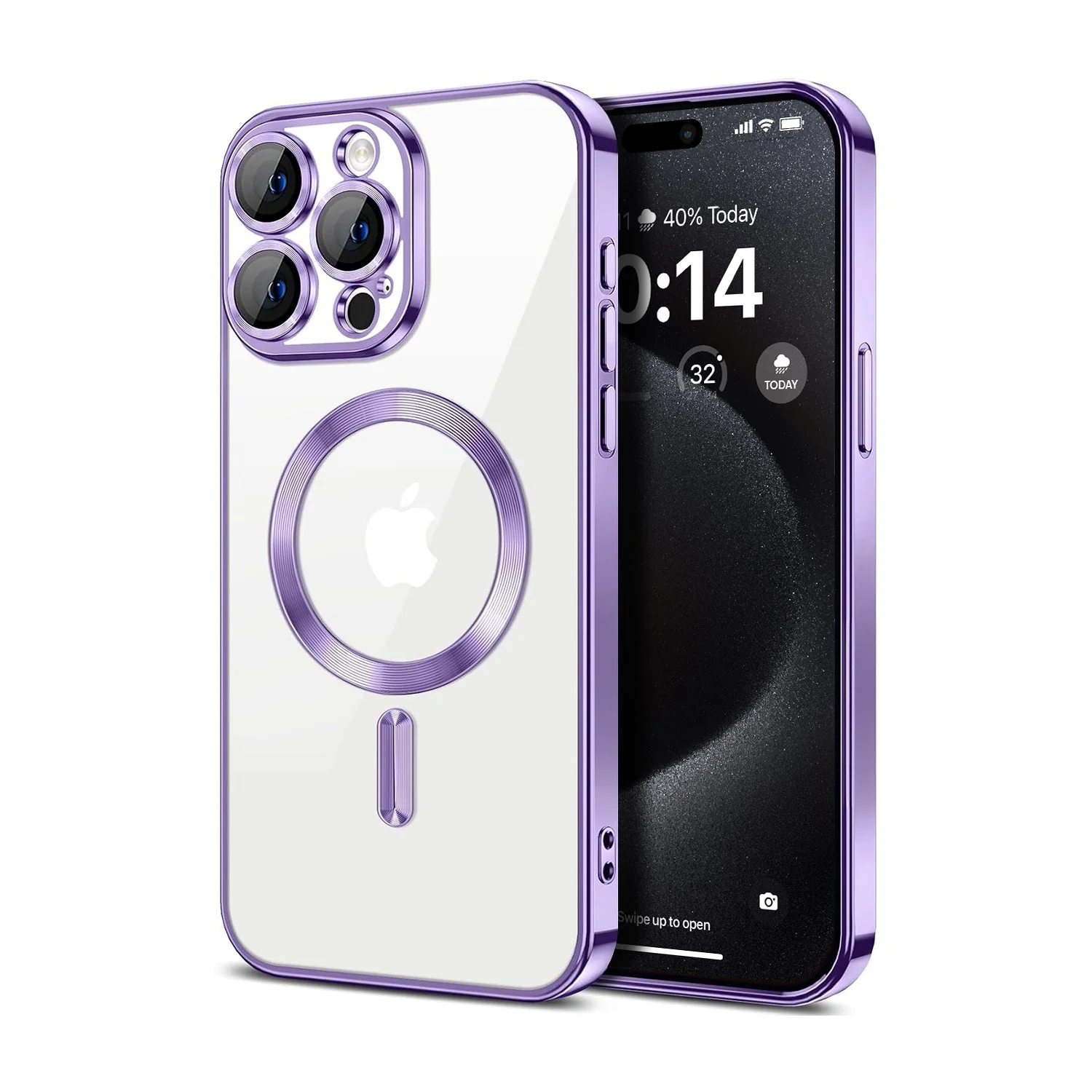 Vaku ® Apple iPhone 15 Pro Luxury Electroplated Magnetic Magsafe Camera Protection TPU Back Cover Case - Image 2