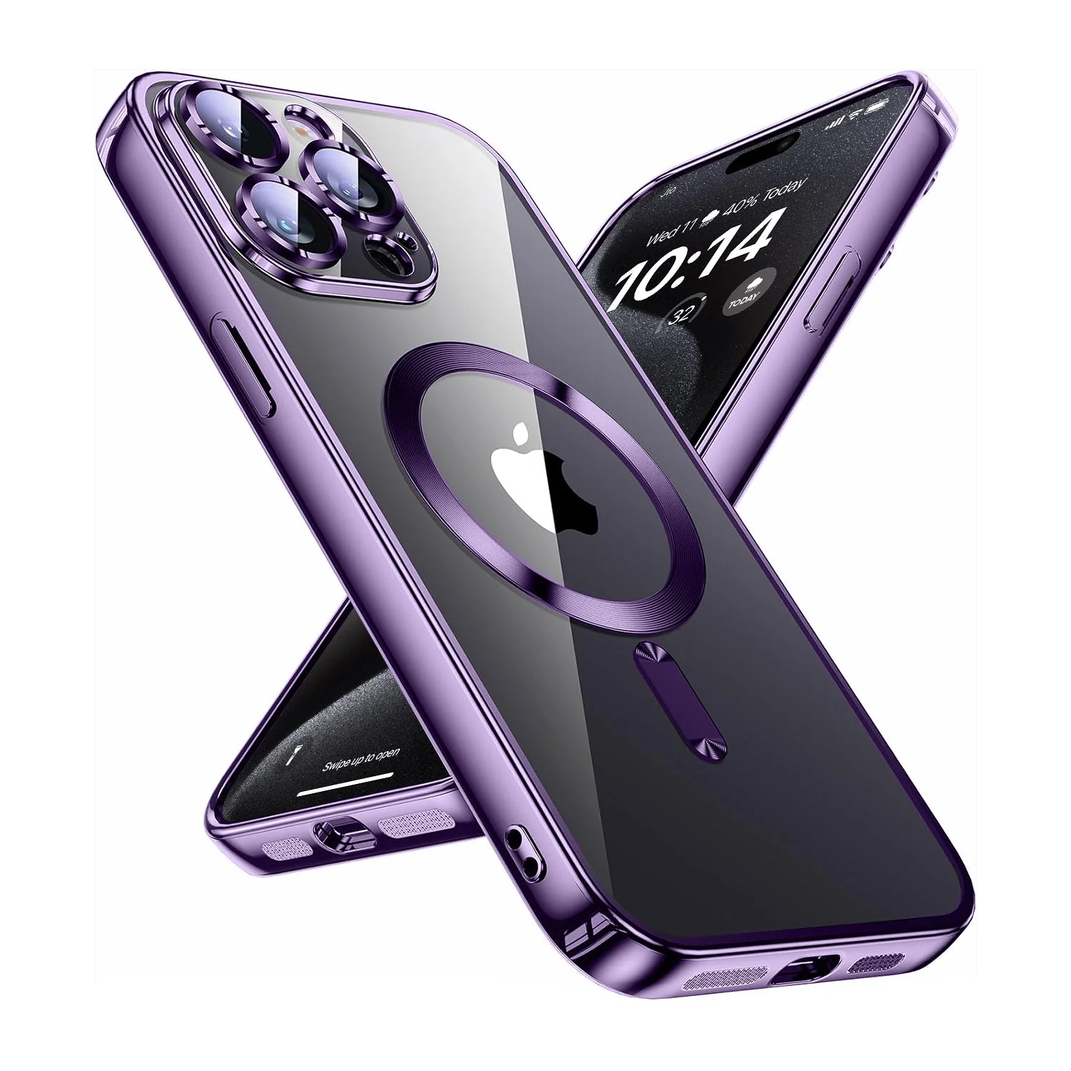 Vaku ® Apple iPhone 15 Pro Max Luxury Electroplated Magnetic Magsafe Camera Protection TPU Back Cover Case - Image 11