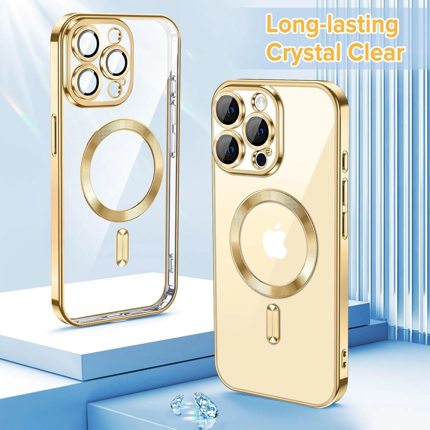 Vaku ® Apple iPhone 15 Pro Max Luxury Electroplated Magnetic Magsafe Camera Protection TPU Back Cover Case - Image 12