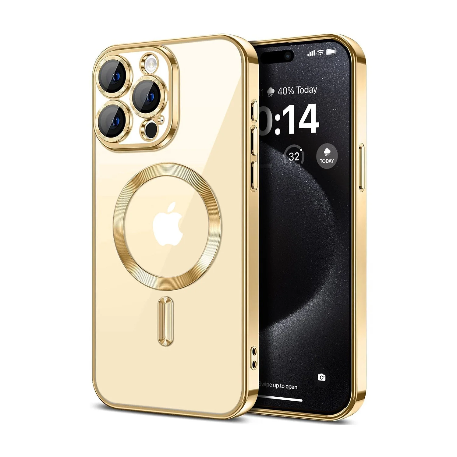 Vaku ® Apple iPhone 15 Pro Max Luxury Electroplated Magnetic Magsafe Camera Protection TPU Back Cover Case - Image 13