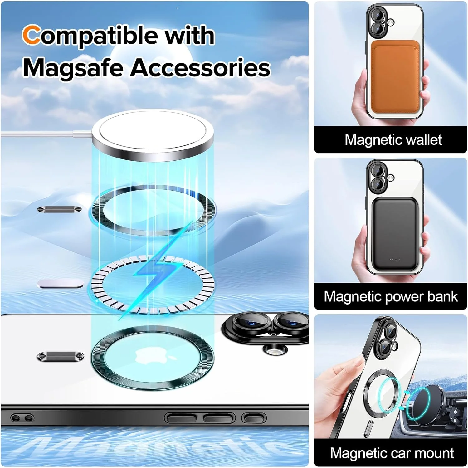 Vaku ® Apple iPhone 16 Plus Luxury Electroplated Magnetic Magsafe Camera Protection TPU Back Cover Case - Image 8