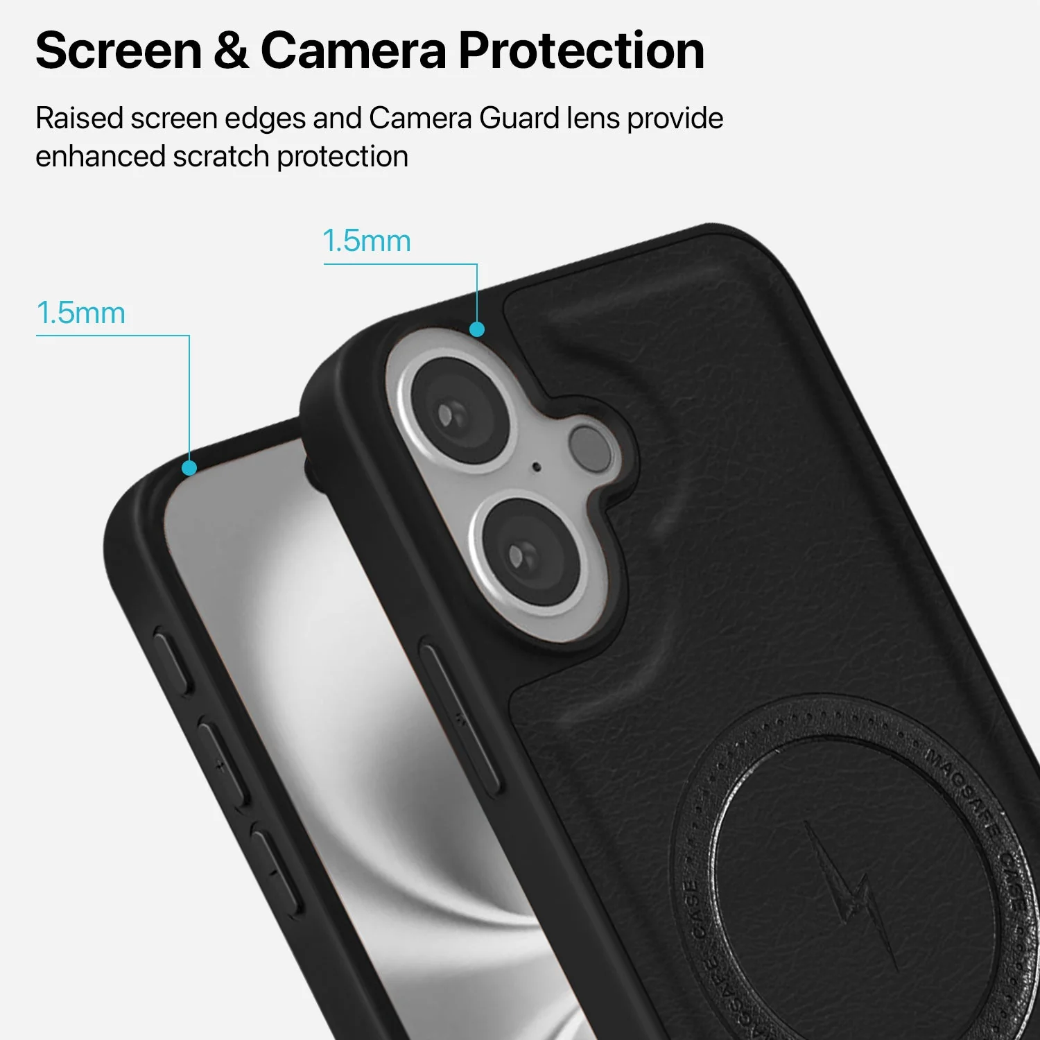 Vaku ® Apple iPhone 16 Plus Maxtron Leather Stitched Magnetic Magsafe Non-Slip Grip Shockproof Back Cover - Image 4