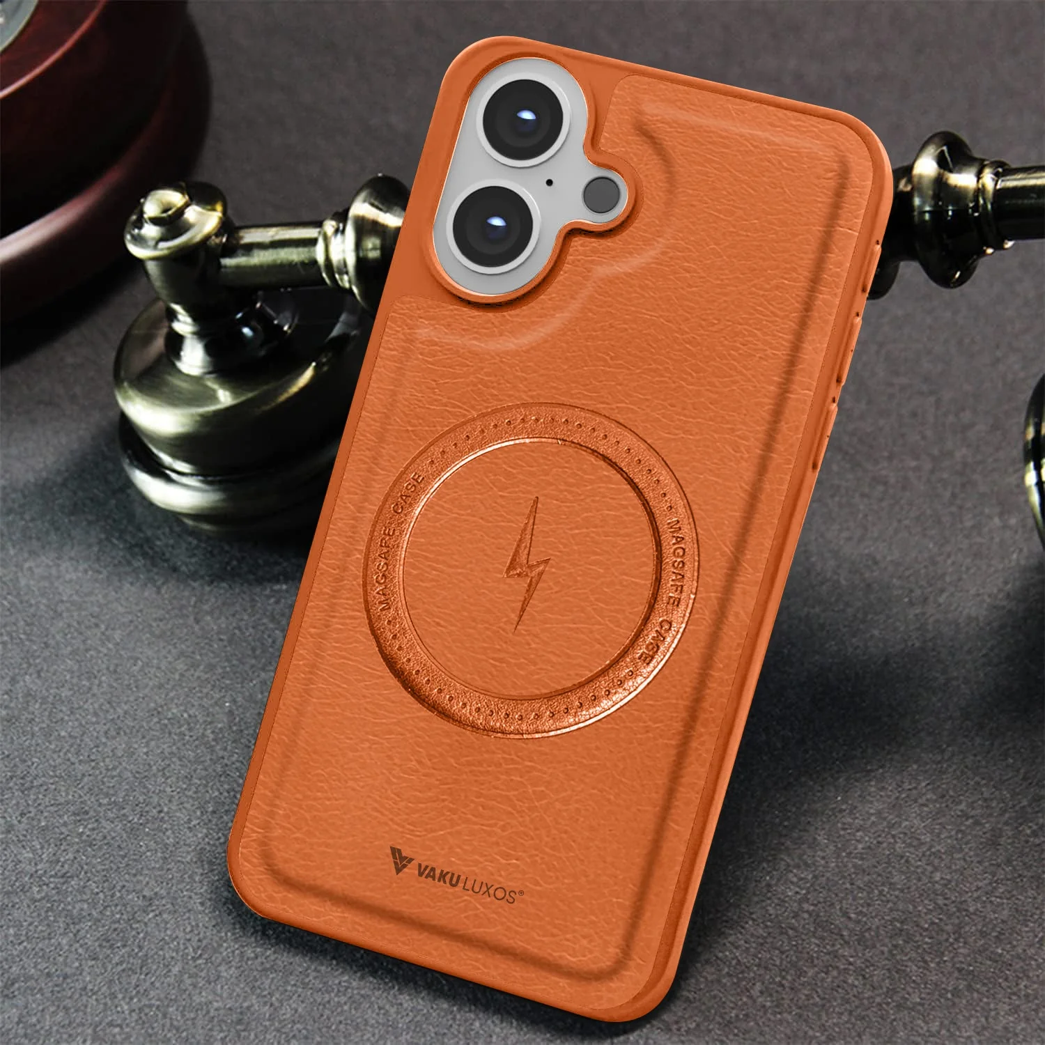 Vaku ® Apple iPhone 16 Plus Maxtron Leather Stitched Magnetic Magsafe Non-Slip Grip Shockproof Back Cover - Image 8
