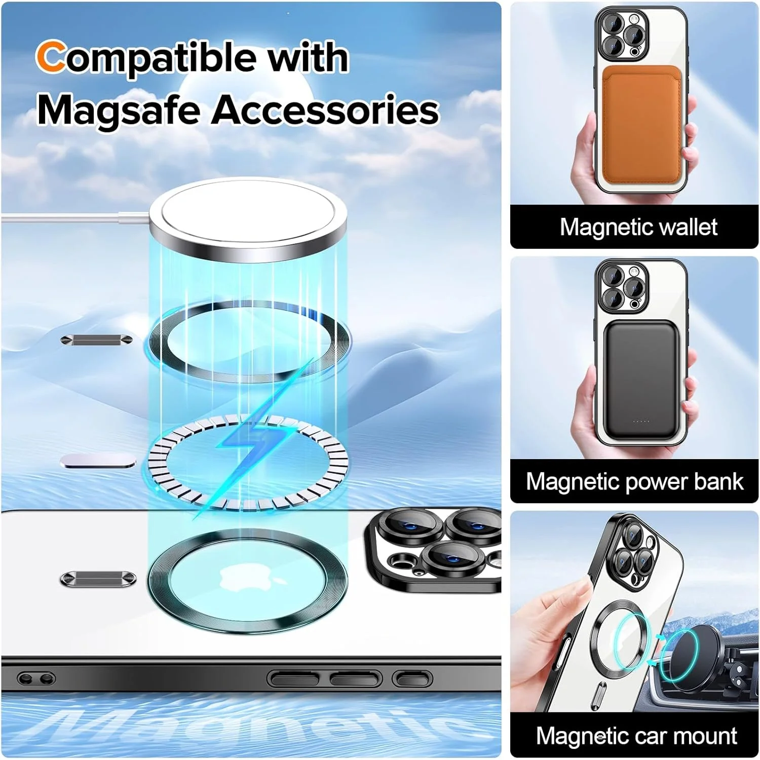 Vaku ® Apple iPhone 16 Pro Luxury Electroplated Magnetic Magsafe Camera Protection TPU Back Cover Case - Image 11