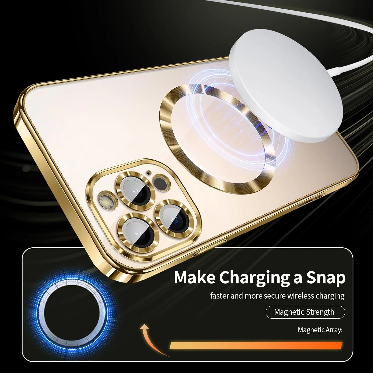 Vaku ® Apple iPhone 16 Pro Max Luxury Electroplated Magnetic Magsafe Camera Protection TPU Back Cover Case - Image 3