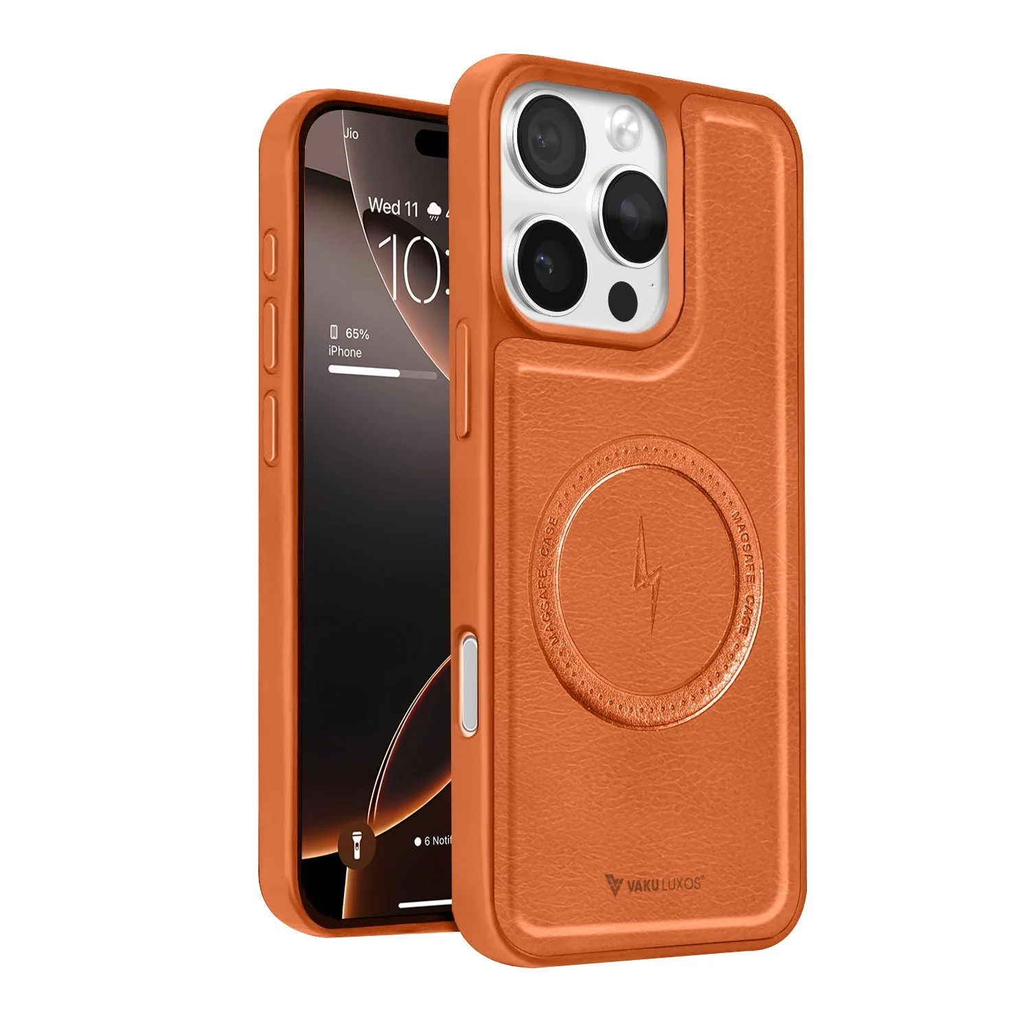 Vaku ® Apple iPhone 16 Pro Max Maxtron Leather Stitched Magnetic Magsafe Non-Slip Grip Shockproof Back Cover