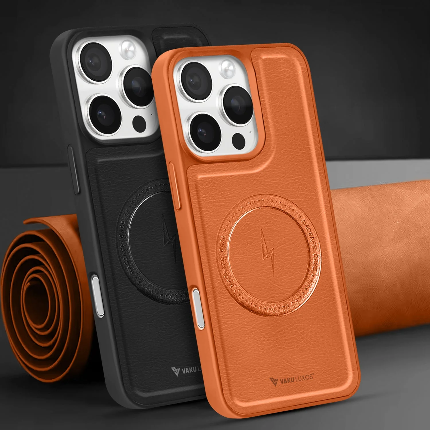 Vaku ® Apple iPhone 16 Pro Maxtron Leather Stitched Magnetic Magsafe Non-Slip Grip Shockproof Back Cover - Image 11
