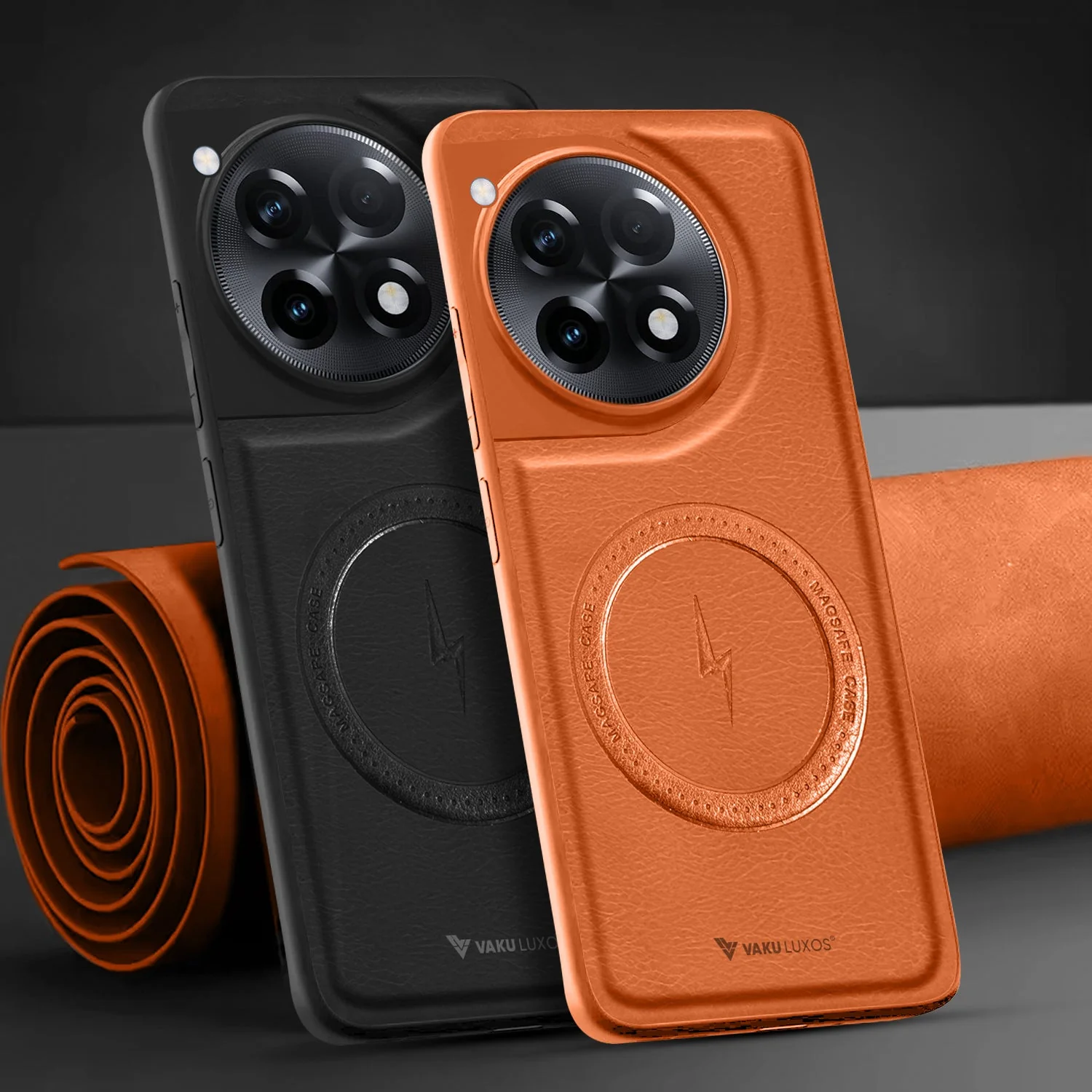Vaku ® OnePlus 12R Maxtron Leather Stitched Magnetic Magsafe Non-Slip Grip Shockproof Back Cover - Image 12