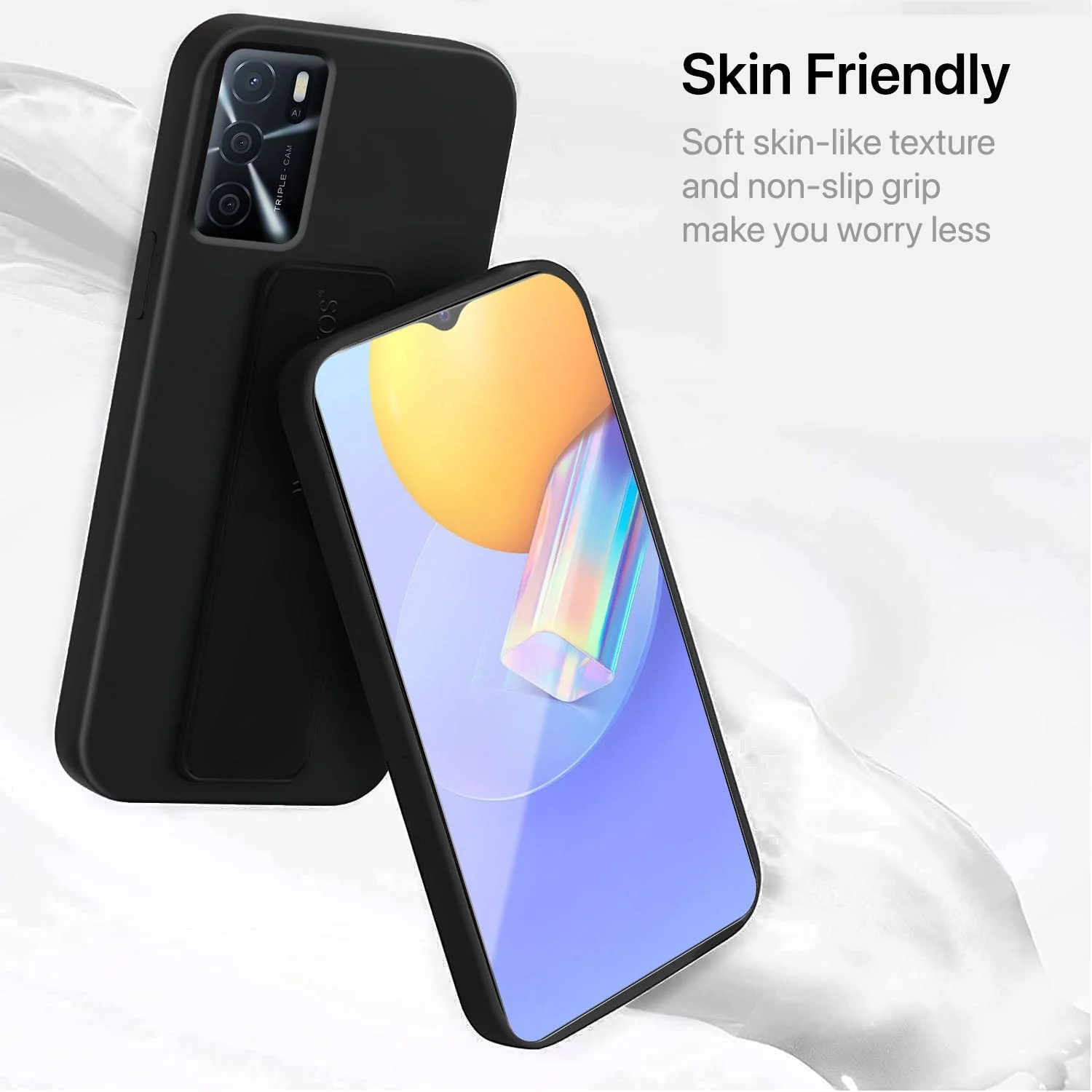 Vaku ® Oppo A16 Harbor Grip Multi-Functional Magnetic Vertical & Horizontal Stand Case TPU Back Cover - Image 2