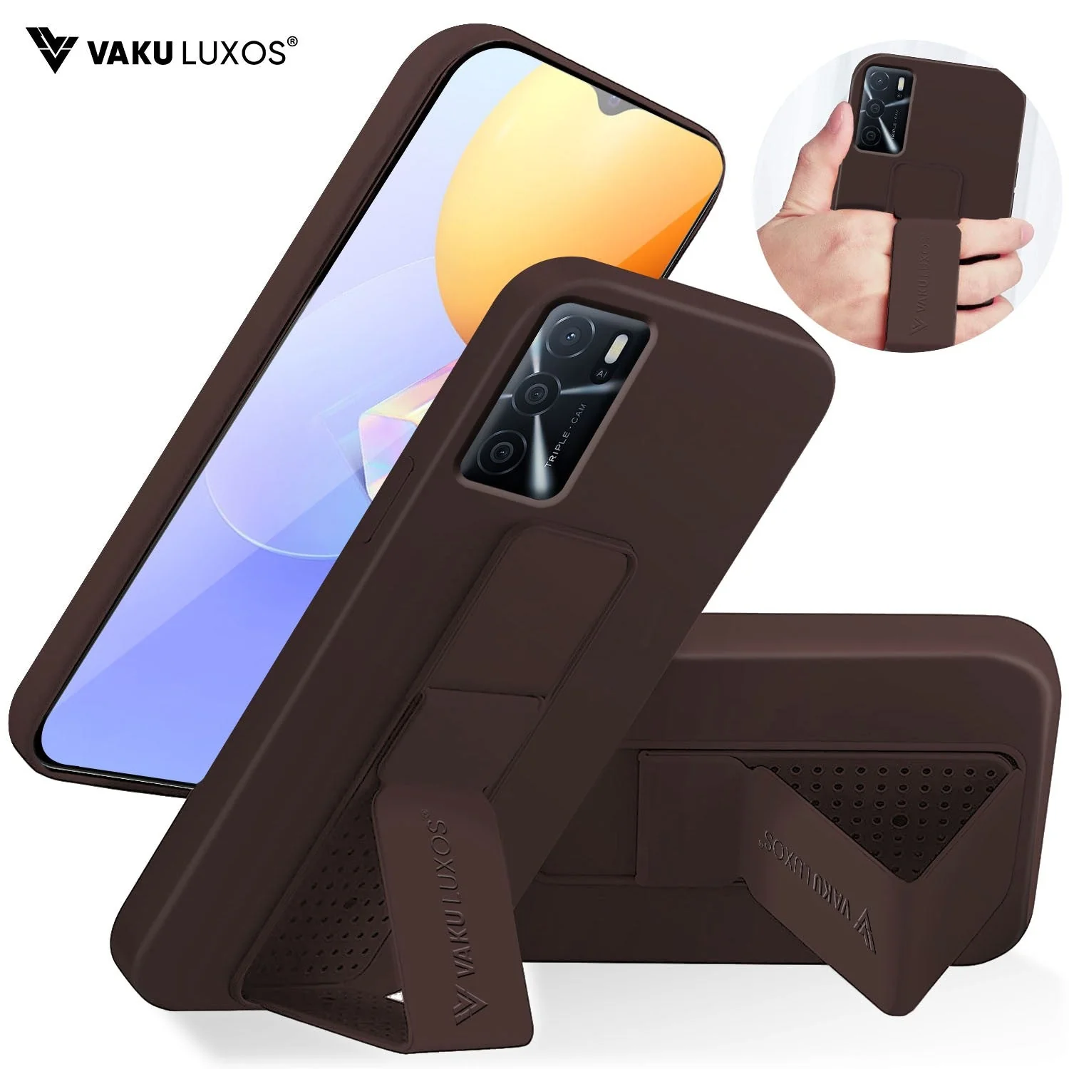 Vaku ® Oppo A16 Harbor Grip Multi-Functional Magnetic Vertical & Horizontal Stand Case TPU Back Cover - Image 4