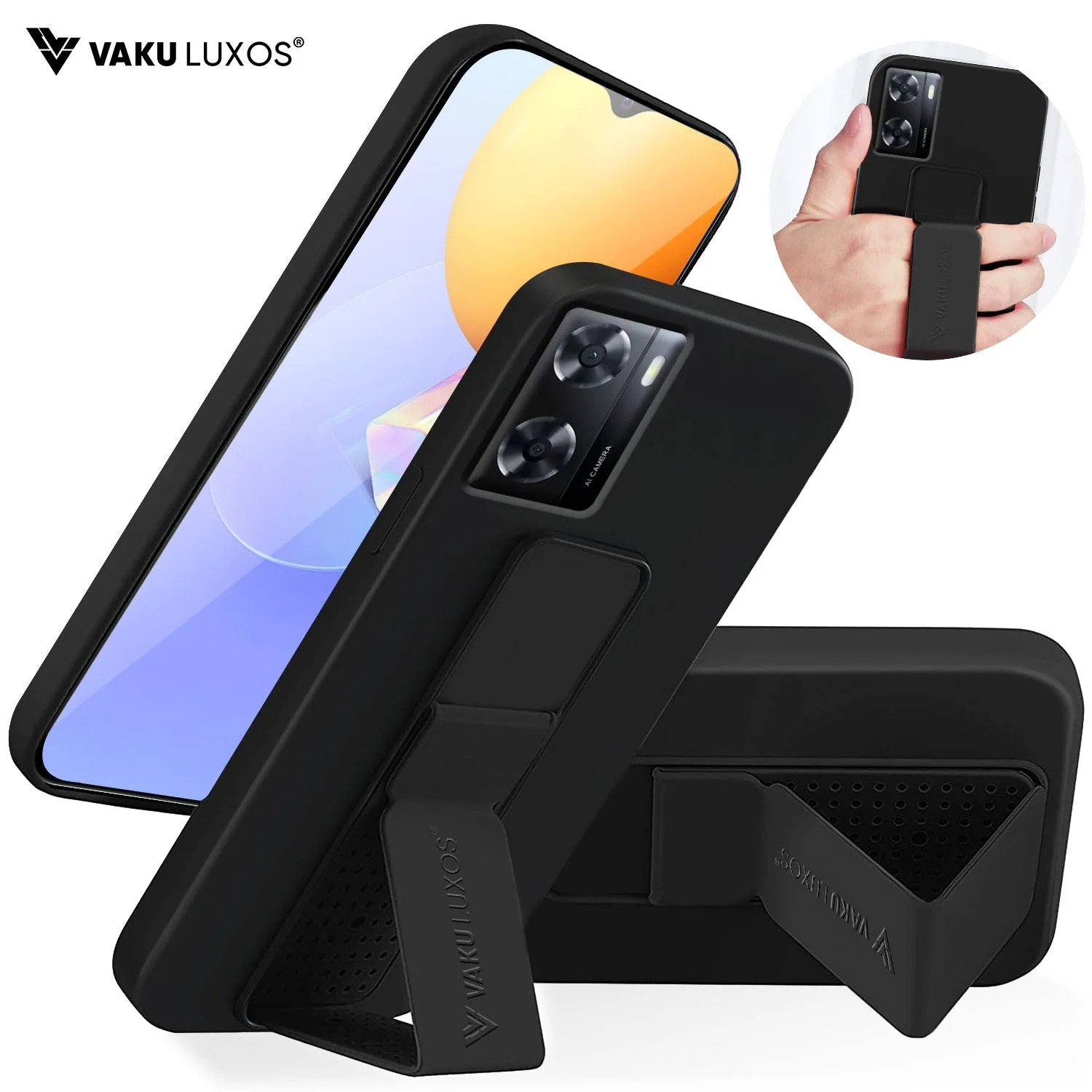 Vaku ® Oppo A57 Harbor Grip Multi-Functional Magnetic Vertical & Horizontal Stand Case Silicon Back Cover