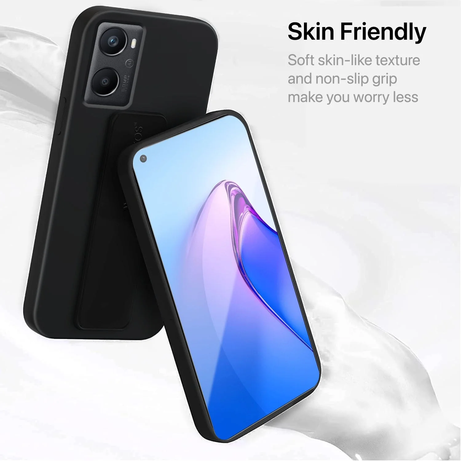 Vaku ® Oppo A76 / A96 Harbor Grip Multi-Functional Magnetic Vertical & Horizontal Stand Case Silicon Back Cover - Image 7