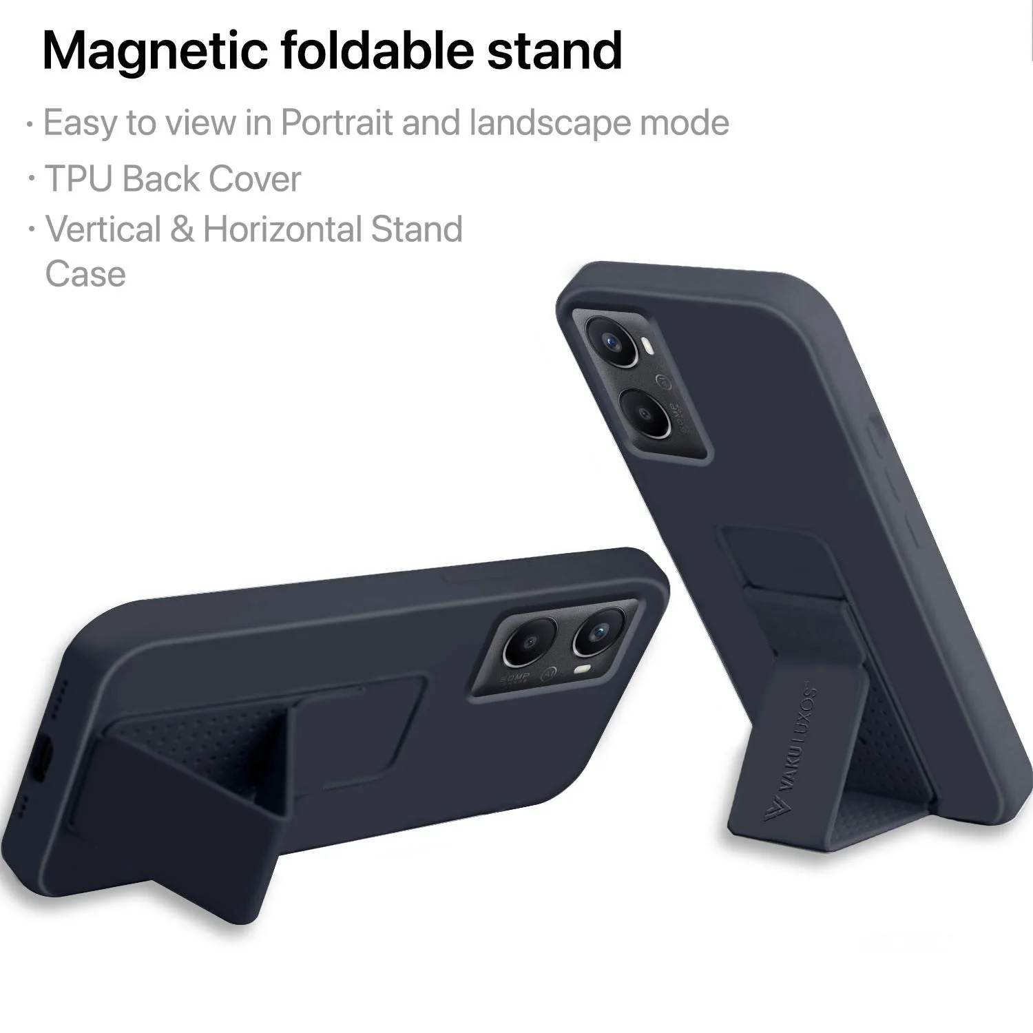 Vaku ® Oppo A76 / A96 Harbor Grip Multi-Functional Magnetic Vertical & Horizontal Stand Case Silicon Back Cover - Image 9