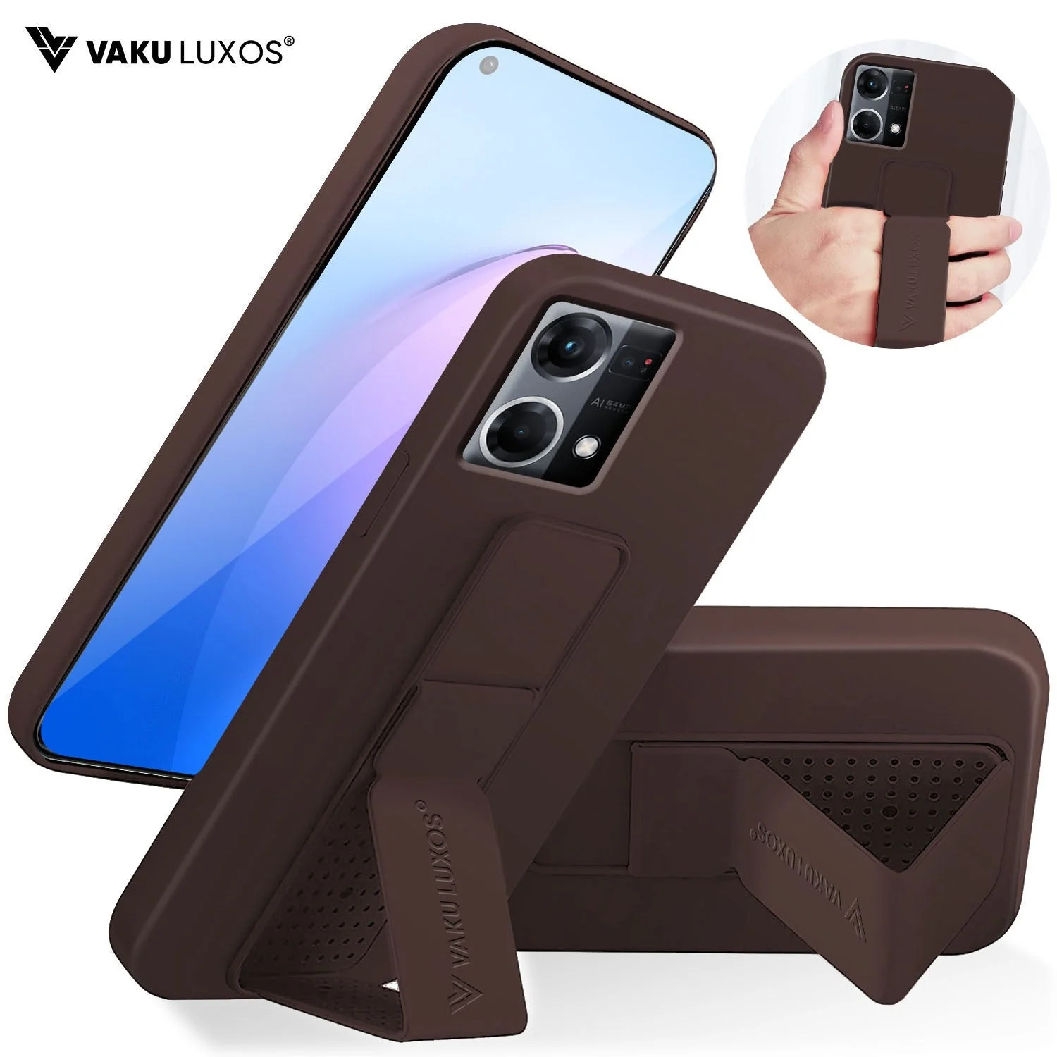 Vaku ® Oppo F21 Pro Harbor Grip Multi-Functional Magnetic Vertical & Horizontal Stand Case TPU Back Cover - Image 3