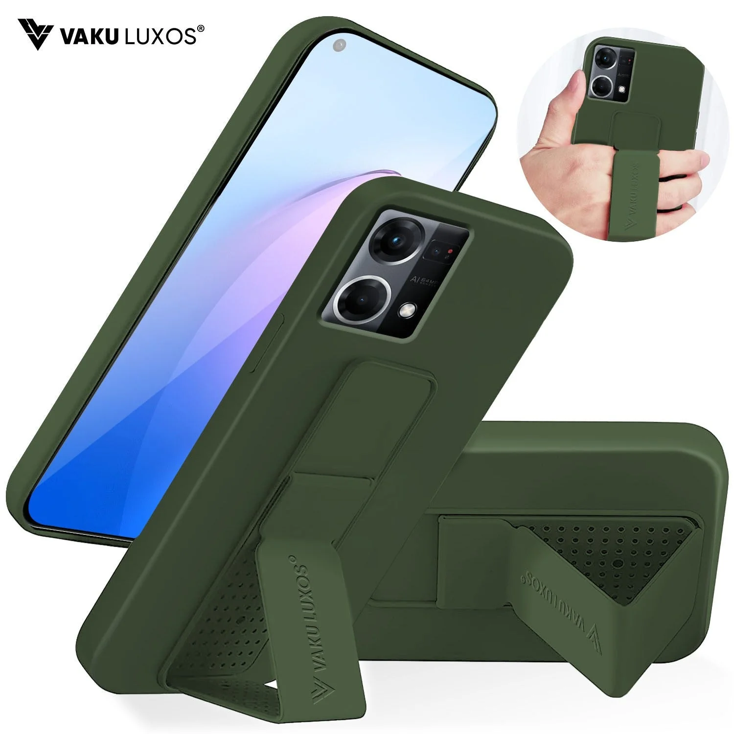 Vaku ® Oppo F21 Pro Harbor Grip Multi-Functional Magnetic Vertical & Horizontal Stand Case TPU Back Cover - Image 4