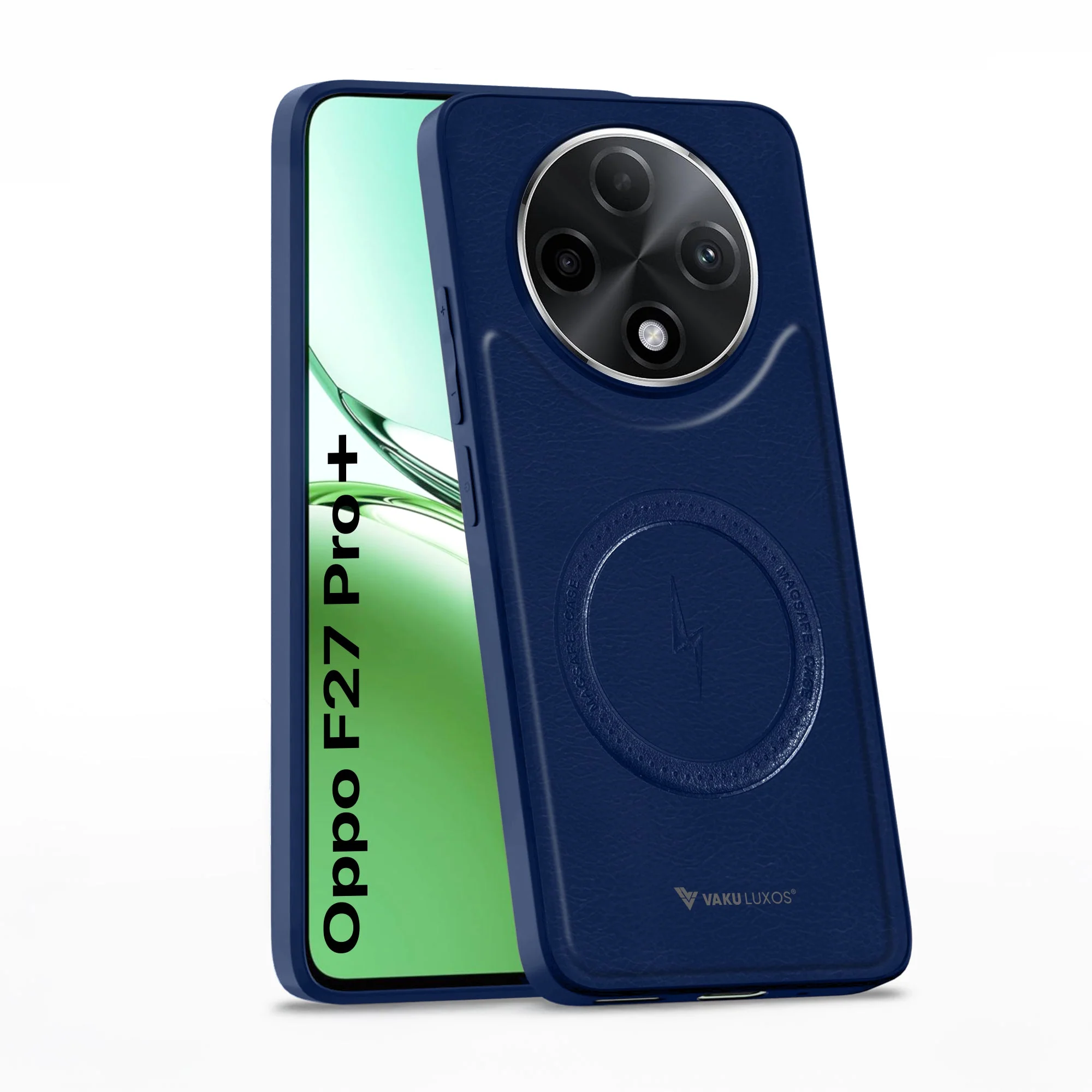 Vaku ® Oppo F27 Pro Plus 5G Maxtron Leather Stitched Magnetic Magsafe Non-Slip Grip Shockproof Back Cover - Image 3