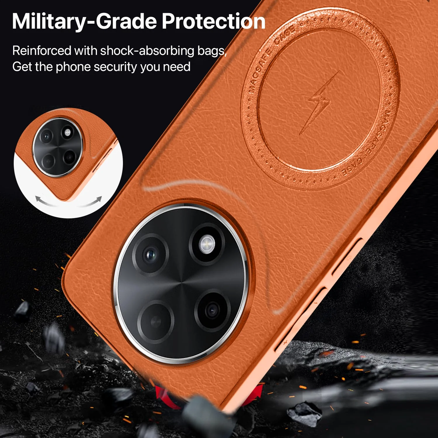 Vaku ® Oppo F27 Pro Plus 5G Maxtron Leather Stitched Magnetic Magsafe Non-Slip Grip Shockproof Back Cover - Image 5