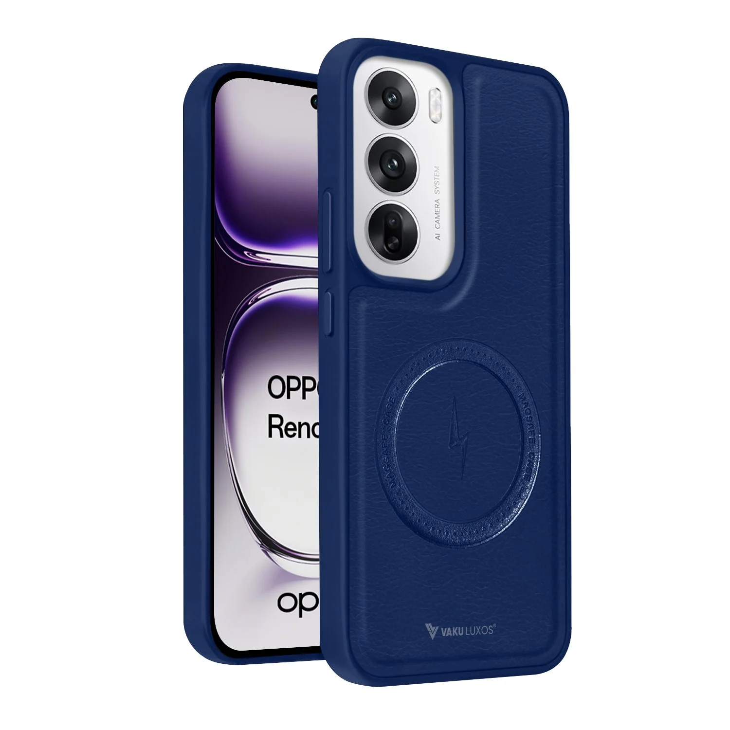 Vaku ® Oppo Reno12 5G Maxtron Leather Stitched Magnetic Magsafe Non-Slip Grip Shockproof Back Cover - Image 3