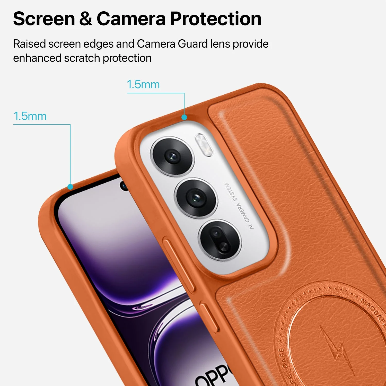 Vaku ® Oppo Reno12 5G Maxtron Leather Stitched Magnetic Magsafe Non-Slip Grip Shockproof Back Cover - Image 4