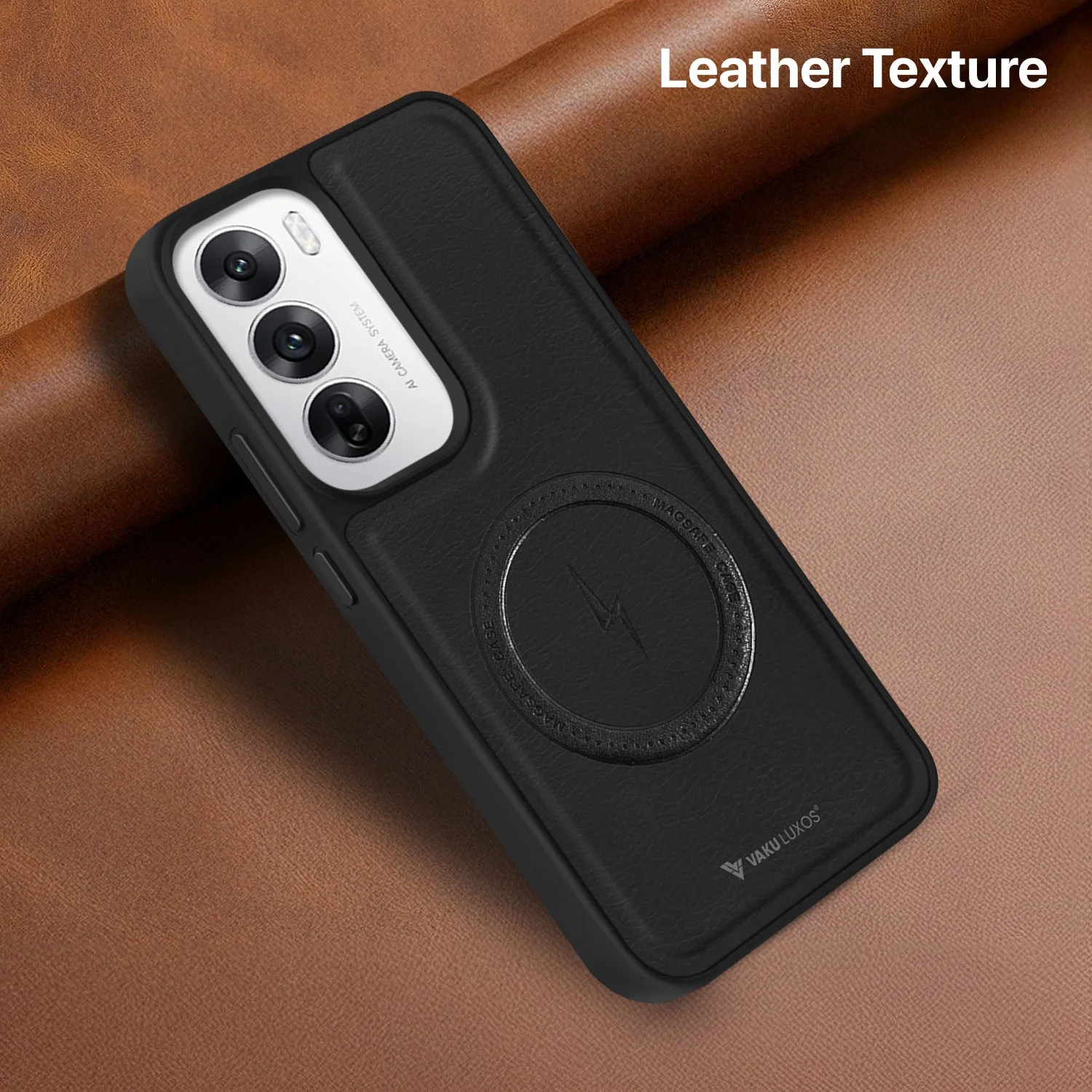 Vaku ® Oppo Reno12 5G Maxtron Leather Stitched Magnetic Magsafe Non-Slip Grip Shockproof Back Cover - Image 9