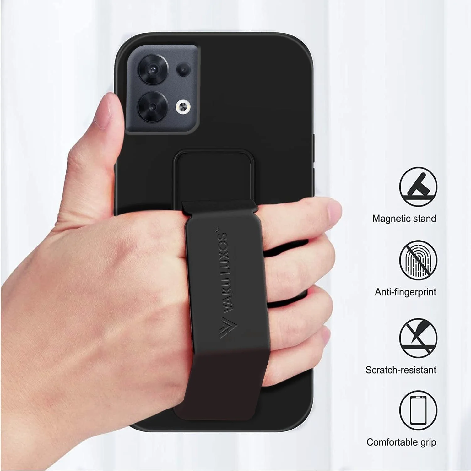 Vaku ® Oppo Reno8 Harbor Grip Multi-Functional Magnetic Vertical & Horizontal Stand Case Silicon Back Cover - Image 10