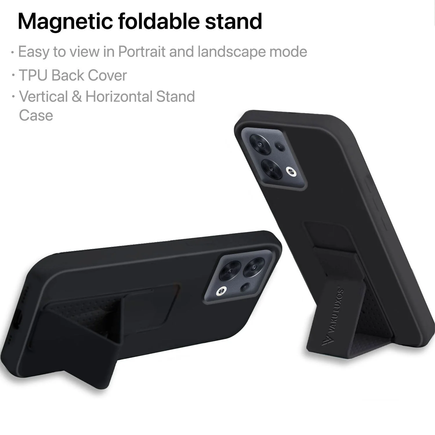 Vaku ® Oppo Reno8 Harbor Grip Multi-Functional Magnetic Vertical & Horizontal Stand Case Silicon Back Cover - Image 5