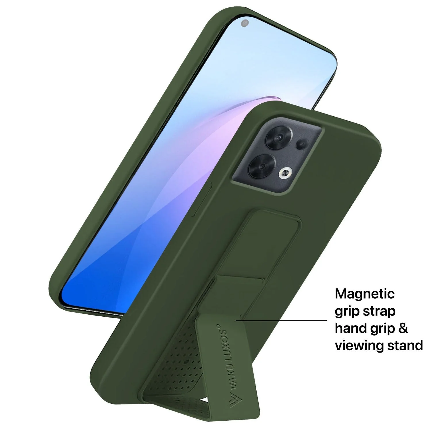 Vaku ® Oppo Reno8 Harbor Grip Multi-Functional Magnetic Vertical & Horizontal Stand Case Silicon Back Cover - Image 8