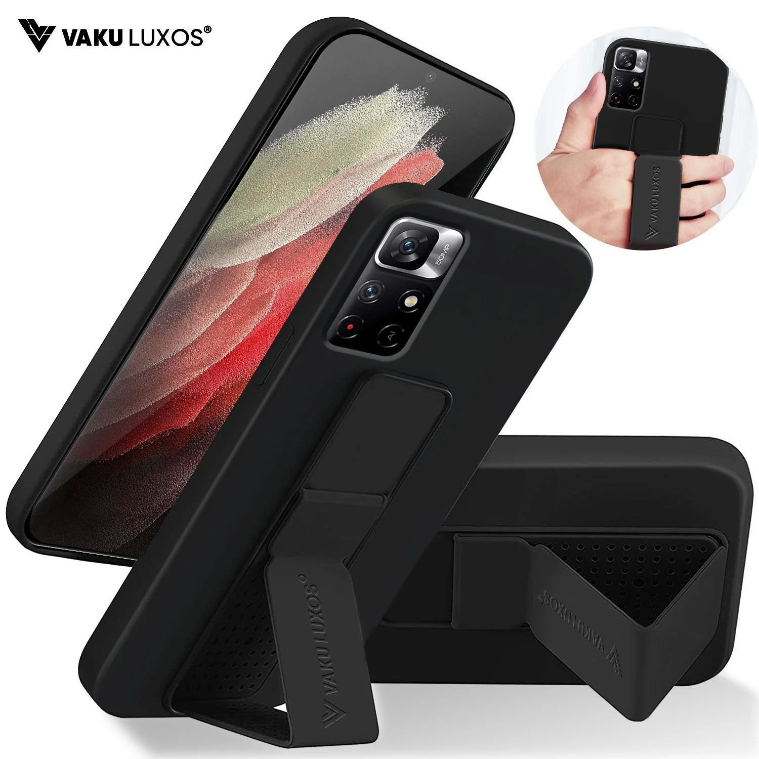 Vaku ® Redmi Note 11T 5G Harbor Grip Multi-Functional Magnetic Vertical & Horizontal Stand Case TPU Back Cover