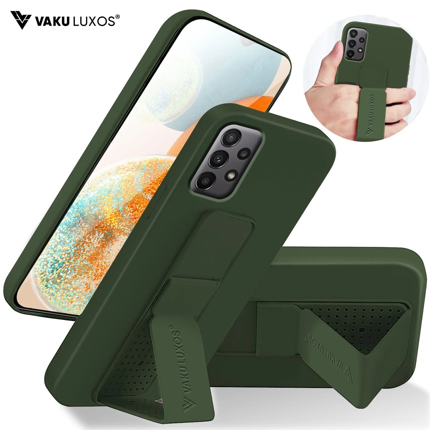 Vaku ® Samsung Galaxy A23 Harbor Grip Multi-Functional Magnetic Vertical & Horizontal Stand Case Silicon Back Cover - Image 4