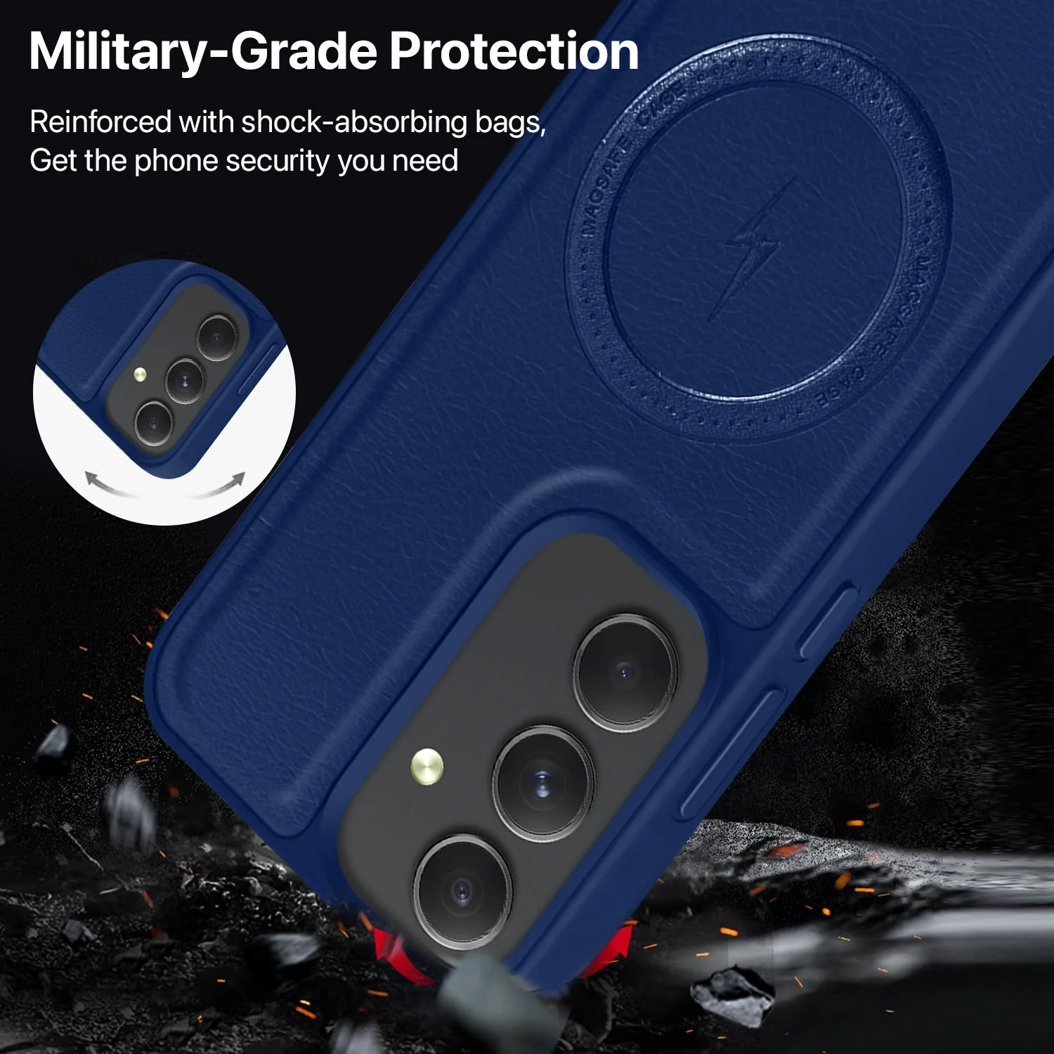 Vaku ® Samsung Galaxy A54 5G Maxtron Leather Stitched Magnetic Magsafe Non-Slip Grip Shockproof Back Cover - Image 5