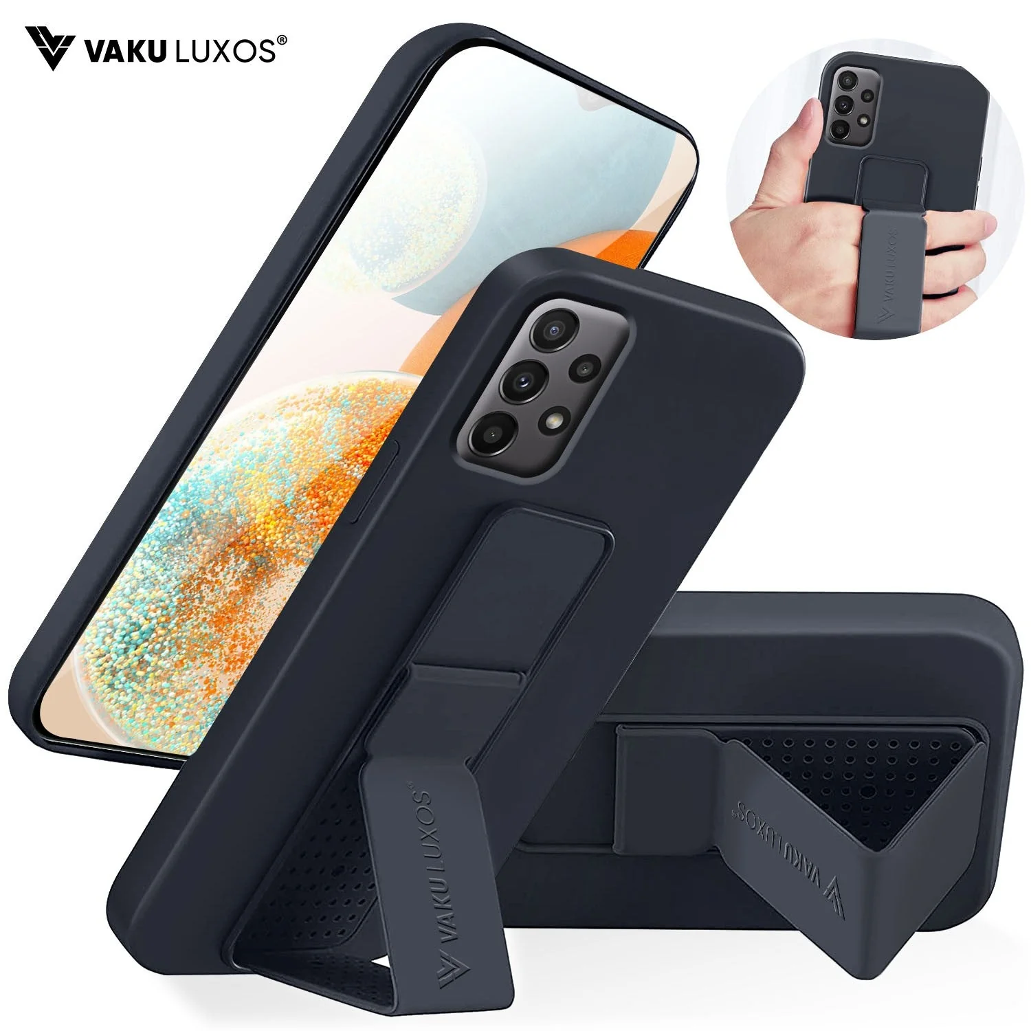 Vaku ® Samsung Galaxy A73 5G Harbor Grip Multi-Functional Magnetic Vertical & Horizontal Stand Case Silicon Back Cover - Image 4