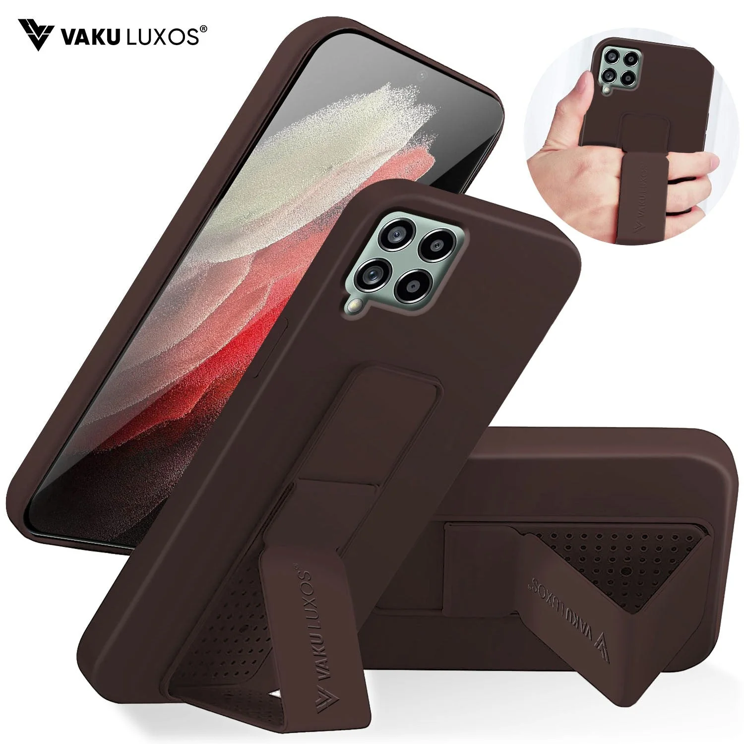Vaku ® Samsung Galaxy M53 5G Harbor Grip Multi-Functional Magnetic Vertical & Horizontal Stand Case Silicon Back Cover - Image 3