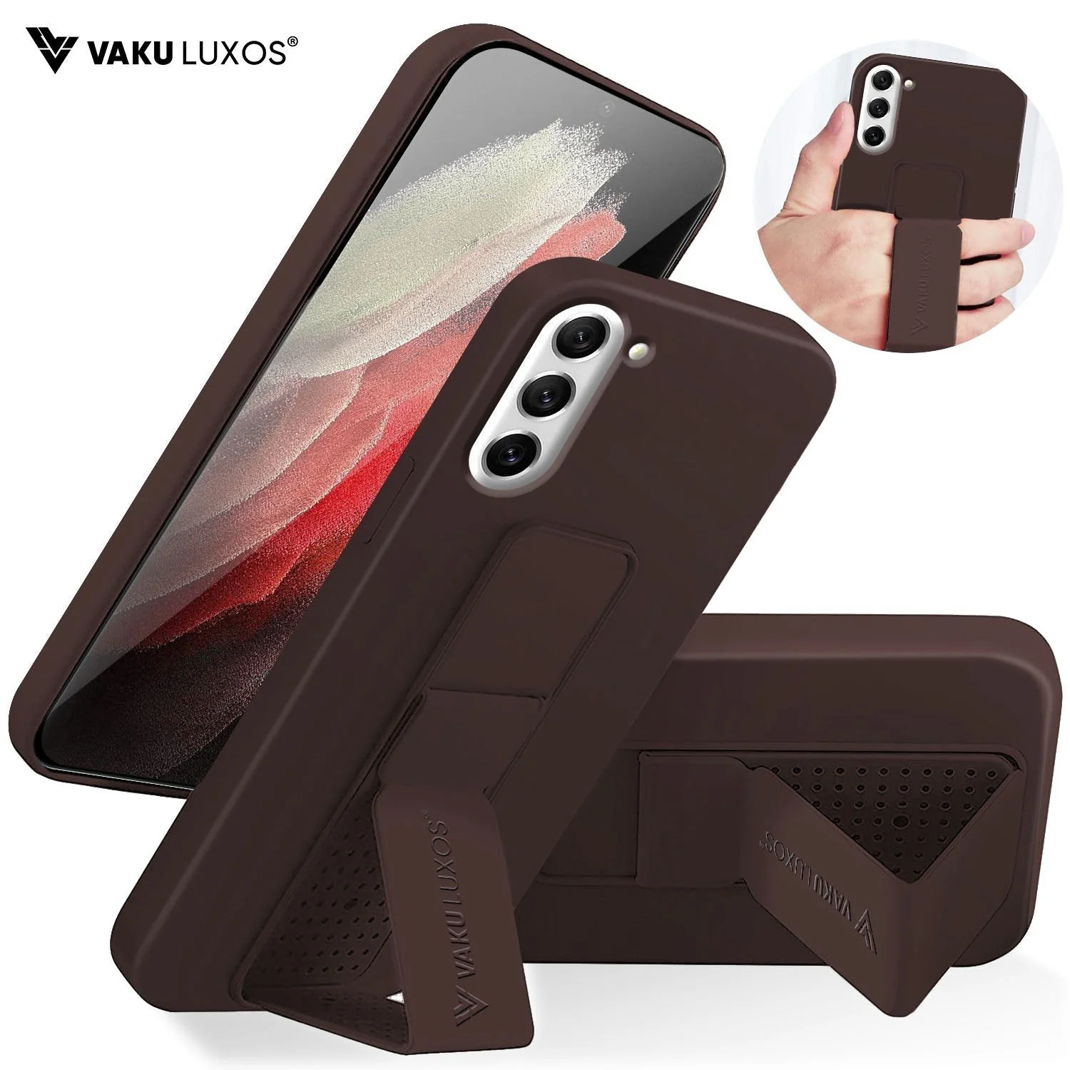 Vaku ® Samsung Galaxy S21 FE Harbor Grip Multi-Functional Magnetic Vertical & Horizontal Stand Case Silicon Back Cover - Image 3