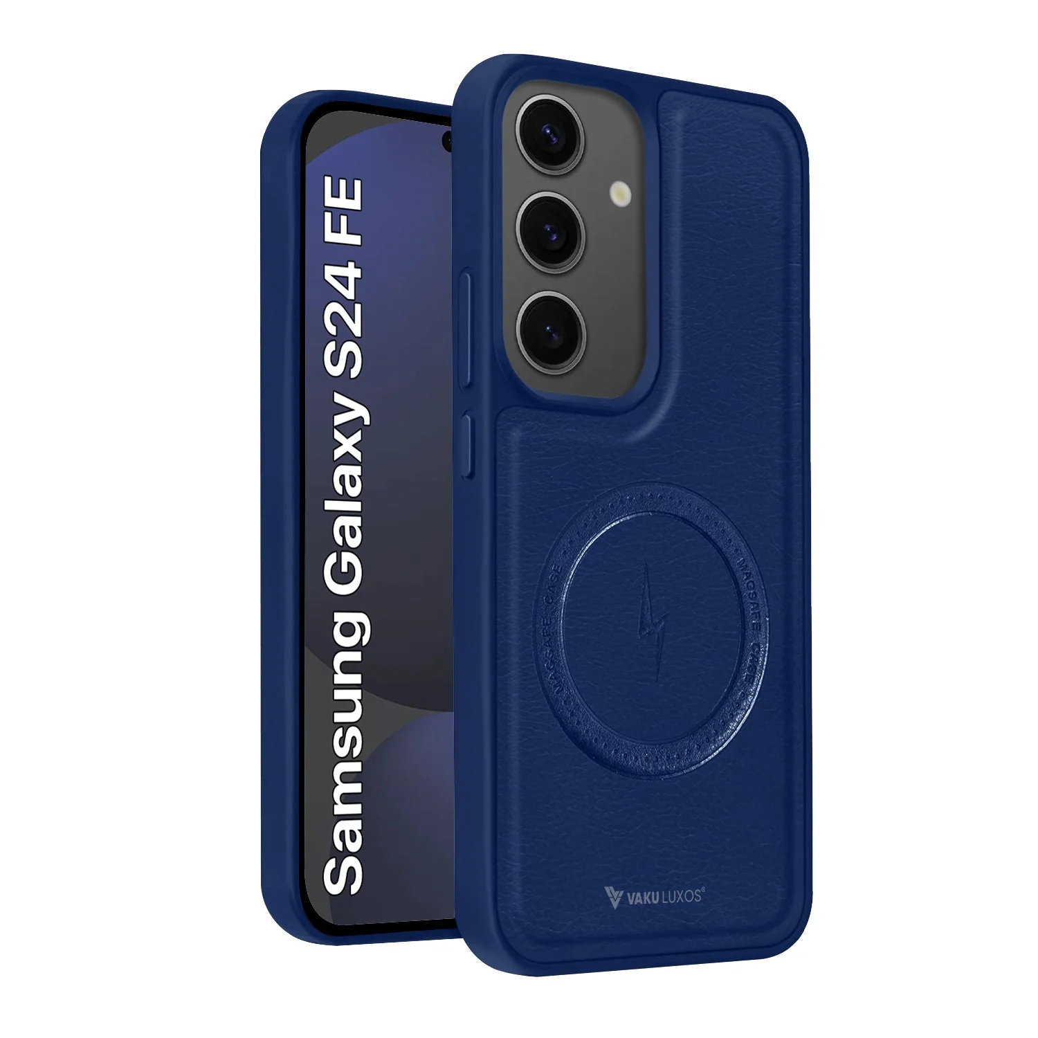 Vaku ® Samsung Galaxy S24 FE Maxtron Leather Stitched Magnetic Magsafe Non-Slip Grip Shockproof Back Cover - Image 3
