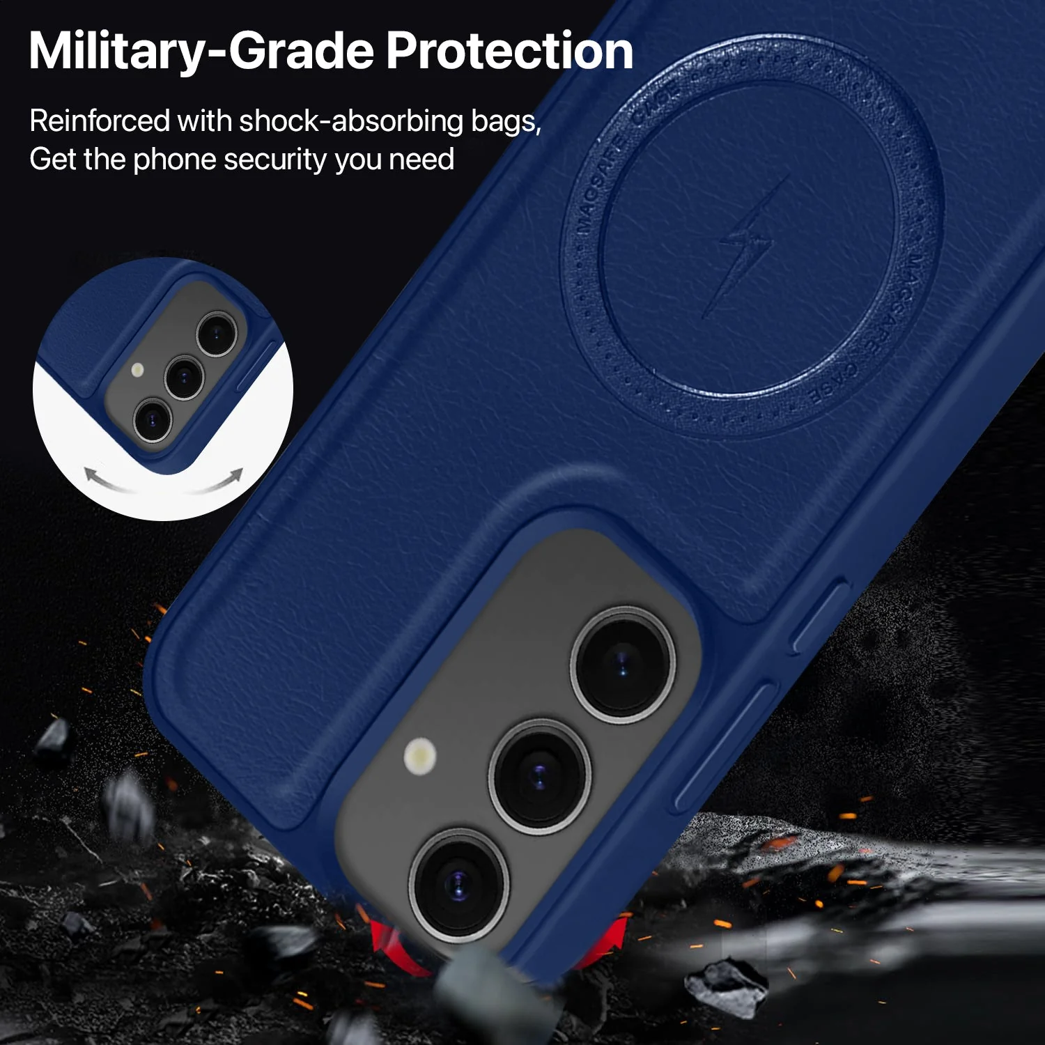 Vaku ® Samsung Galaxy S24 FE Maxtron Leather Stitched Magnetic Magsafe Non-Slip Grip Shockproof Back Cover - Image 4