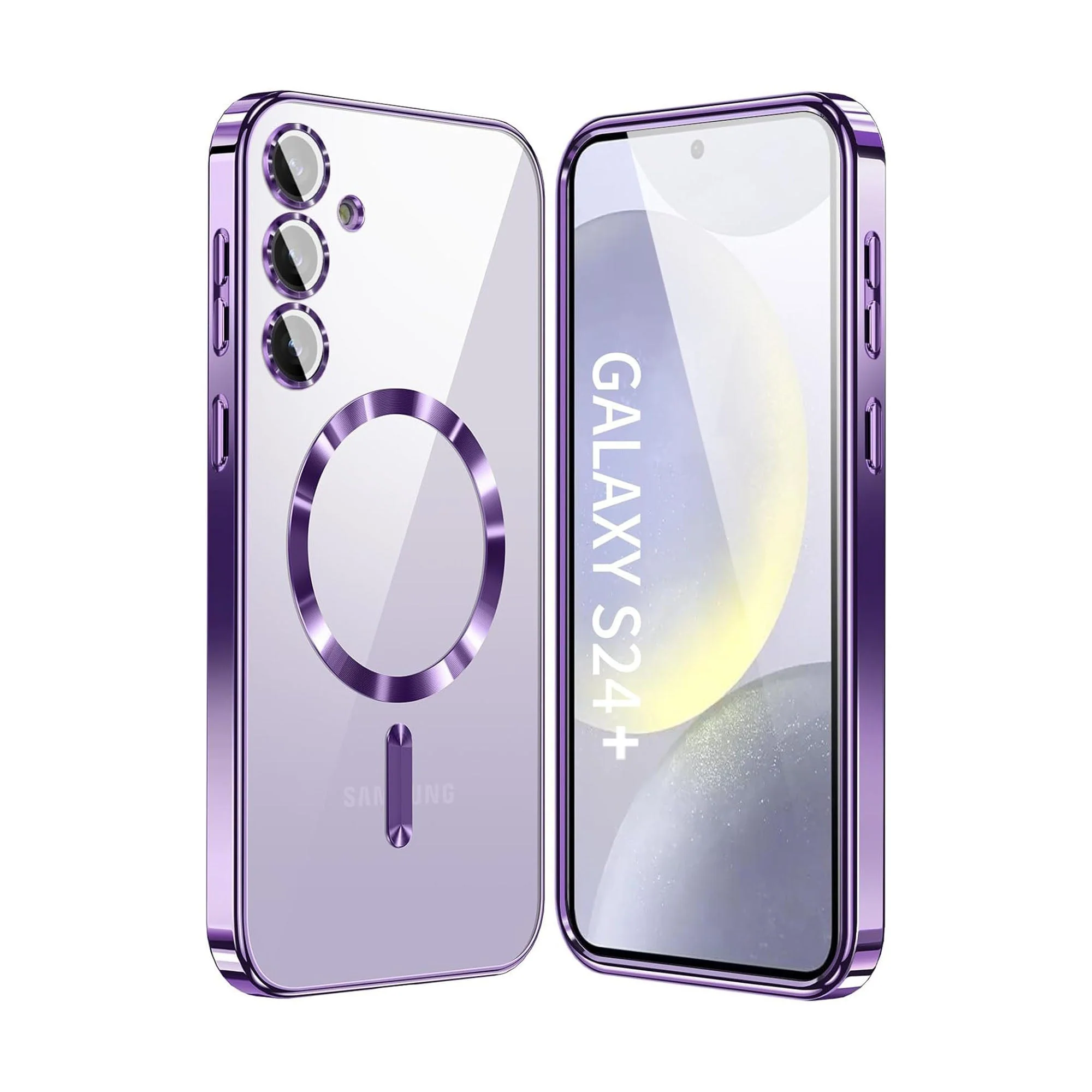 Vaku ® Samsung Galaxy S24 Plus Luxury Electroplated Magnetic Magsafe Camera Protection TPU Back Cover Case - Image 2