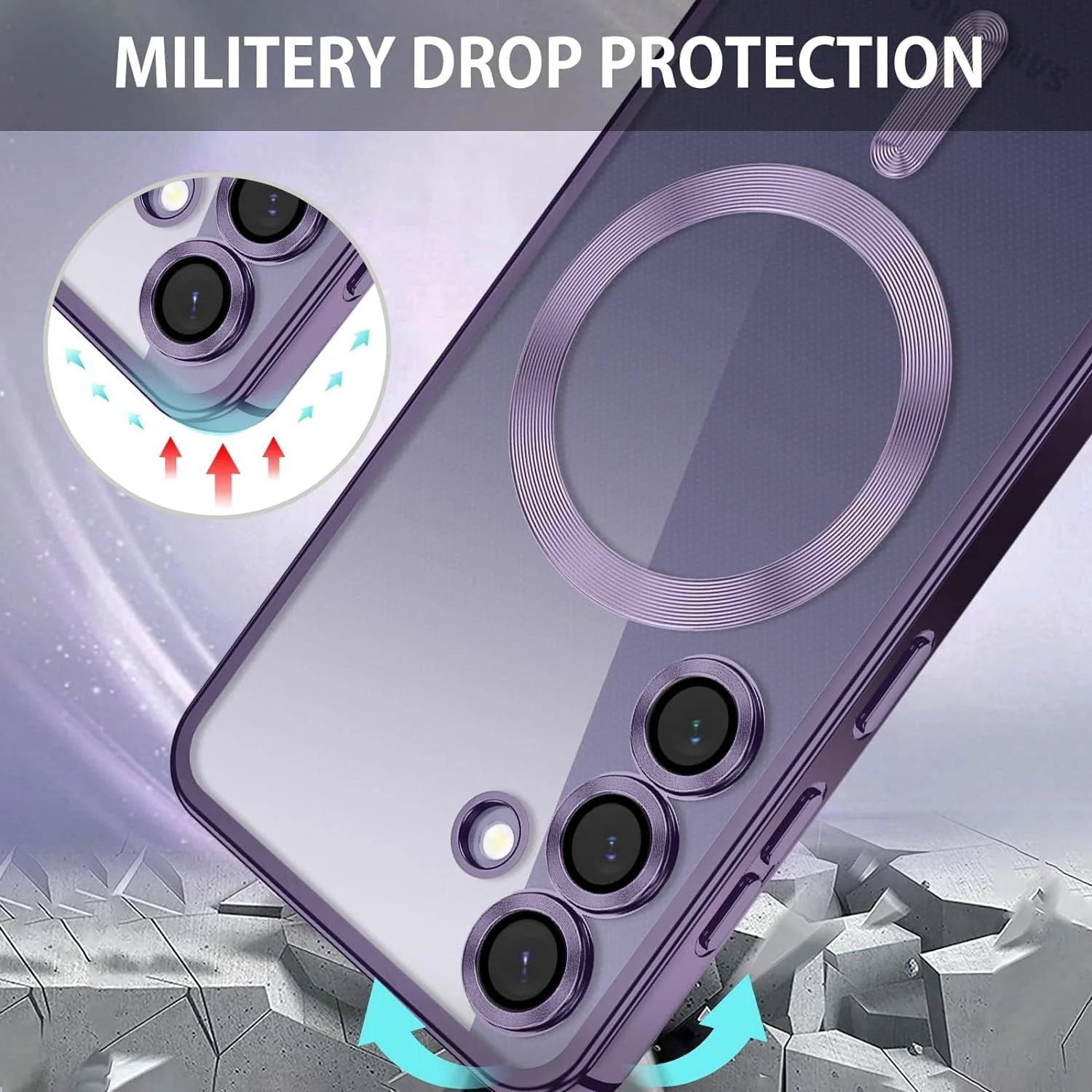 Vaku ® Samsung Galaxy S24 Plus Luxury Electroplated Magnetic Magsafe Camera Protection TPU Back Cover Case - Image 8