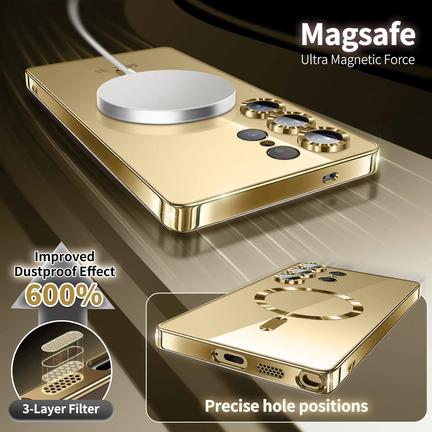 Vaku ® Samsung Galaxy S24 Ultra Luxury Electroplated Magnetic Magsafe Camera Protection TPU Back Cover Case - Image 12
