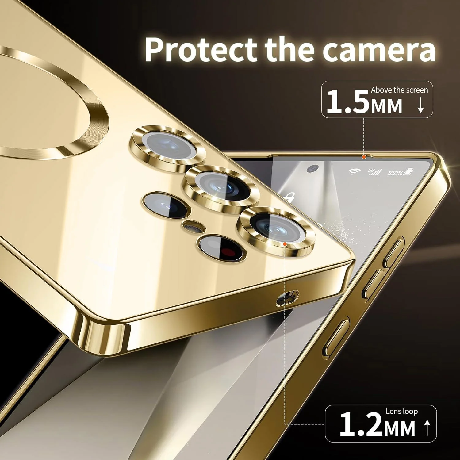 Vaku ® Samsung Galaxy S24 Ultra Luxury Electroplated Magnetic Magsafe Camera Protection TPU Back Cover Case - Image 6