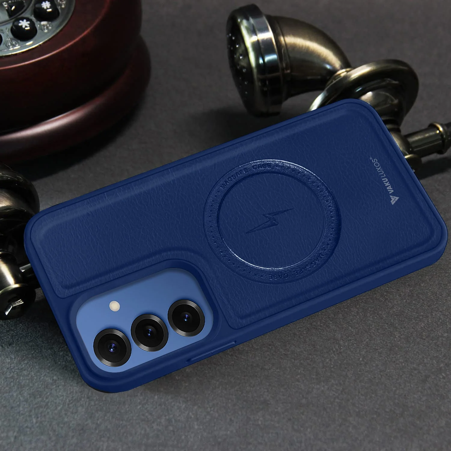 Vaku ® Samsung Galaxy S25 Plus Maxtron Leather Stitched Magnetic Magsafe Non-Slip Grip Shockproof Back Cover - Image 7