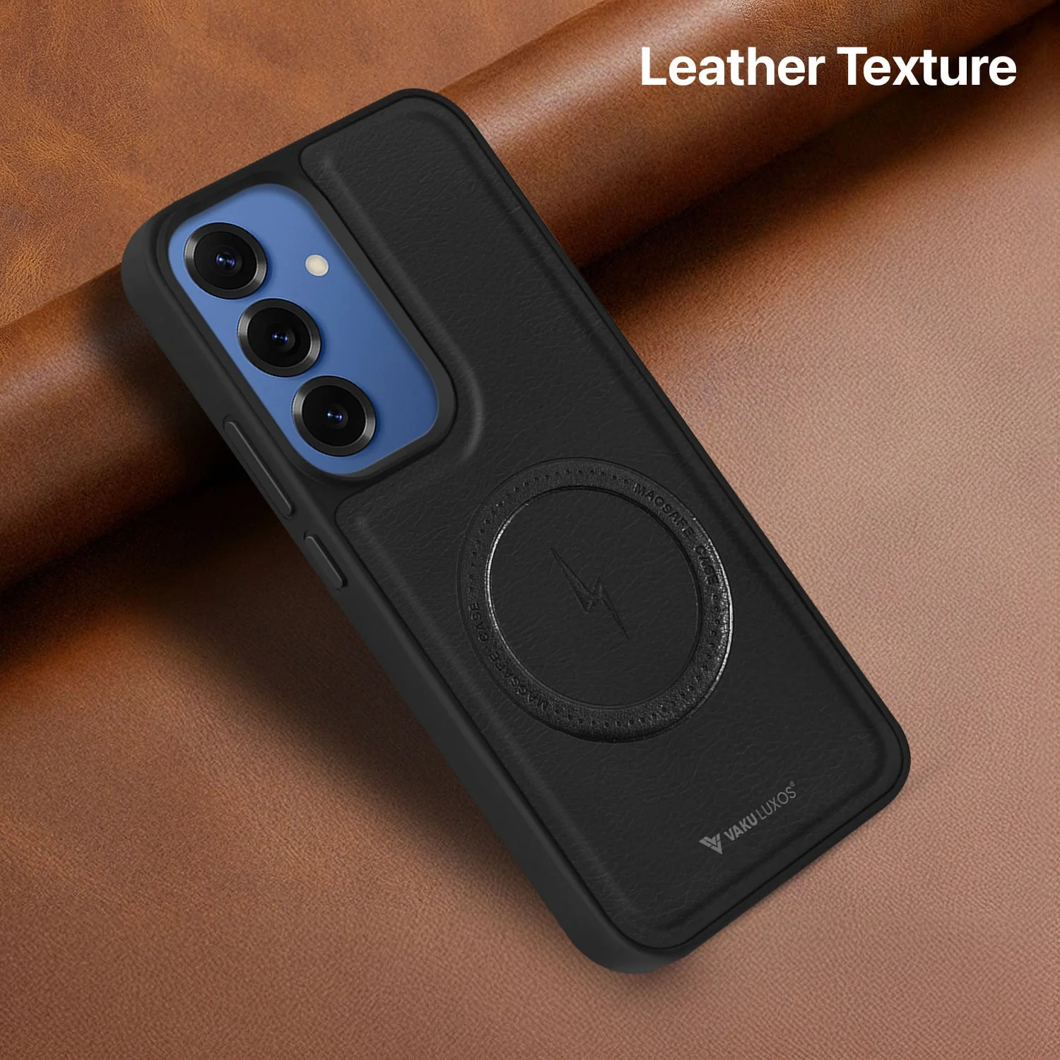 Vaku ® Samsung Galaxy S25 Plus Maxtron Leather Stitched Magnetic Magsafe Non-Slip Grip Shockproof Back Cover - Image 8