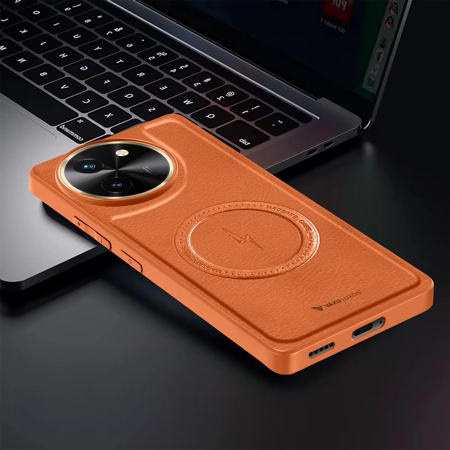 Vaku ® Vivo T3x 5G Maxtron Leather Stitched Magnetic Magsafe Non-Slip Grip Shockproof Back Cover - Image 13