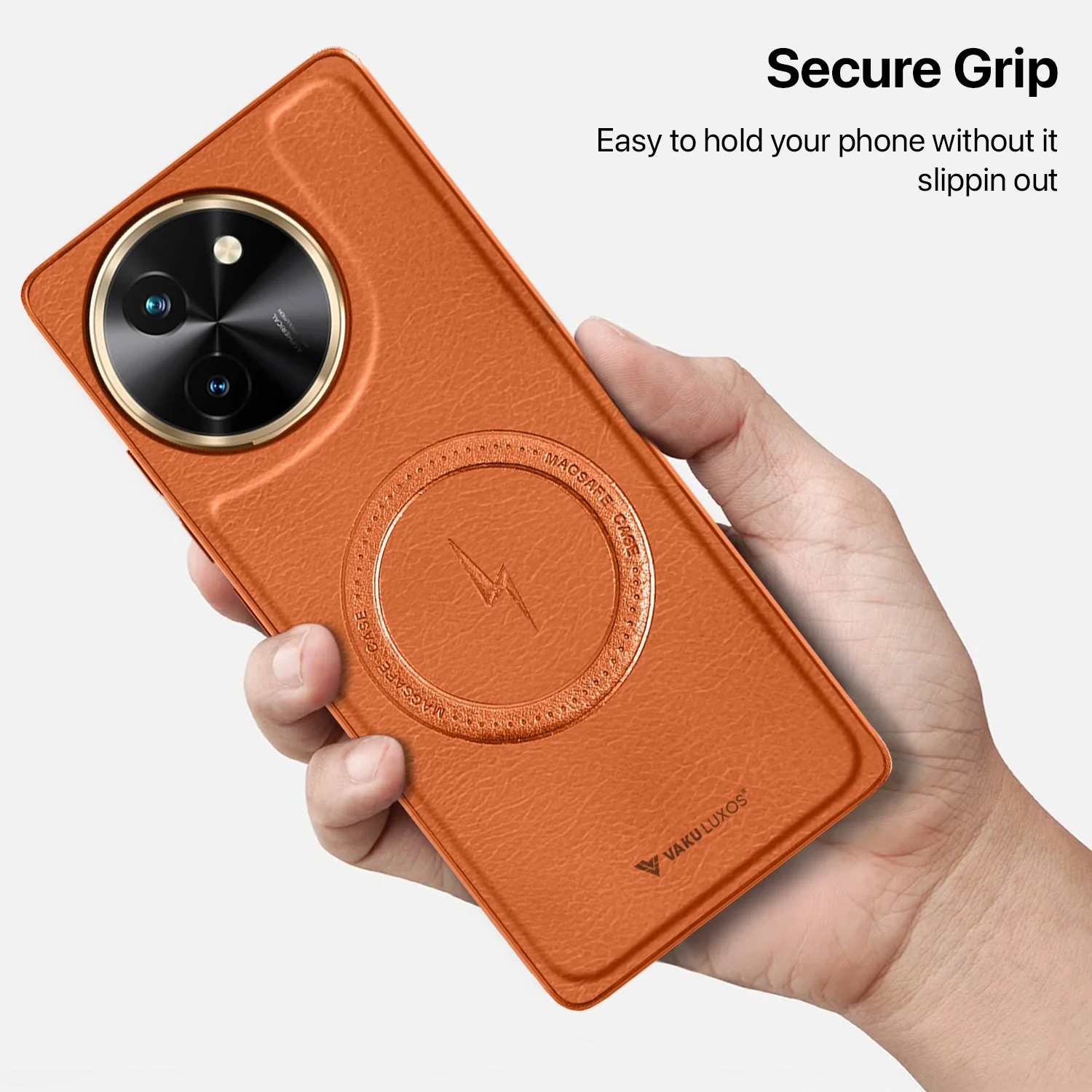 Vaku ® Vivo T3x 5G Maxtron Leather Stitched Magnetic Magsafe Non-Slip Grip Shockproof Back Cover - Image 6