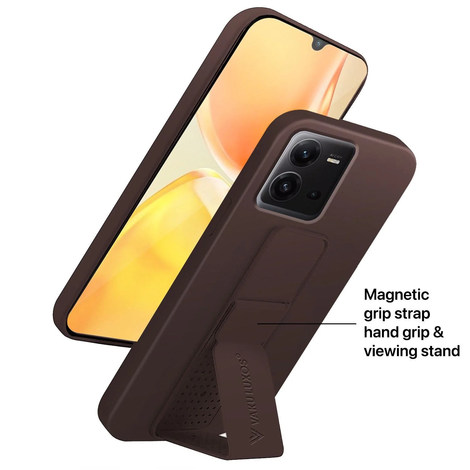 Vaku ® Vivo V25 Harbor Grip Multi-Functional Magnetic Vertical & Horizontal Stand Case Silicon Back Cover - Image 8