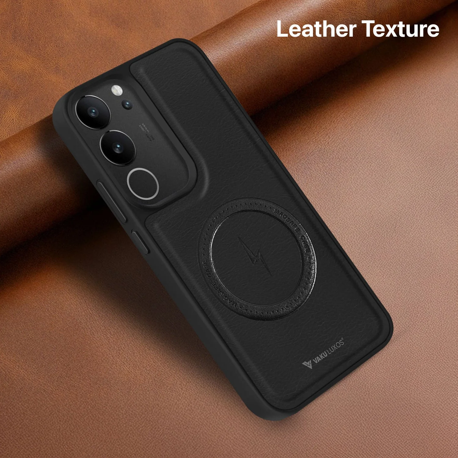 Vaku ® Vivo V29 5G Maxtron Leather Stitched Magnetic Magsafe Non-Slip Grip Shockproof Back Cover - Image 6