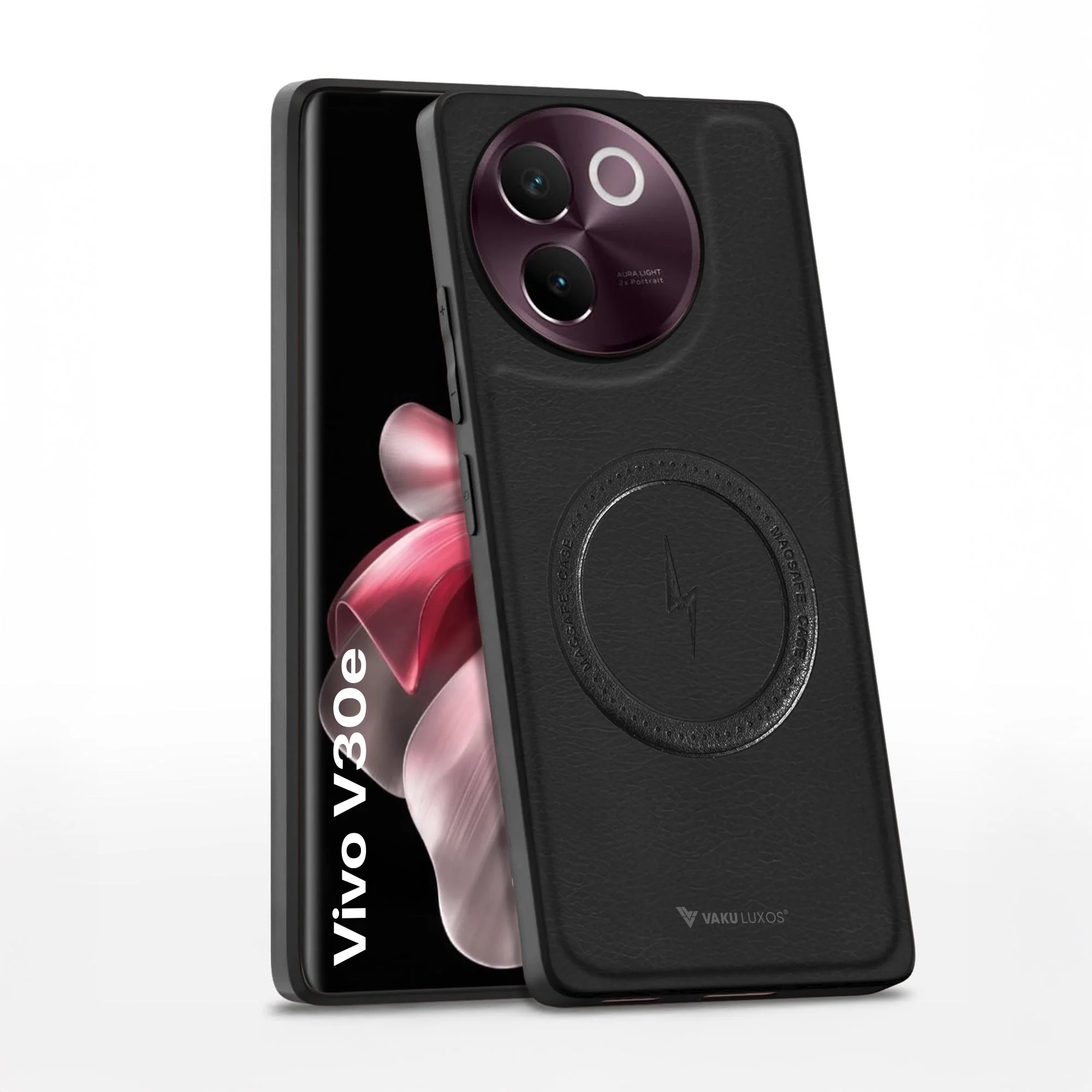 Vaku ® Vivo V30e 5G Maxtron Leather Stitched Magnetic Magsafe Non-Slip Grip Shockproof Back Cover - Image 2
