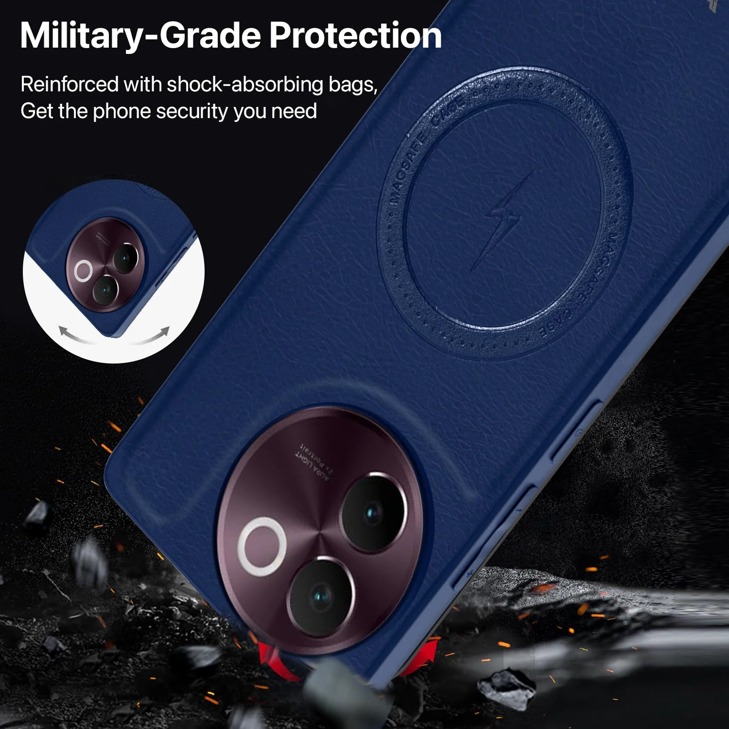 Vaku ® Vivo V30e 5G Maxtron Leather Stitched Magnetic Magsafe Non-Slip Grip Shockproof Back Cover - Image 5