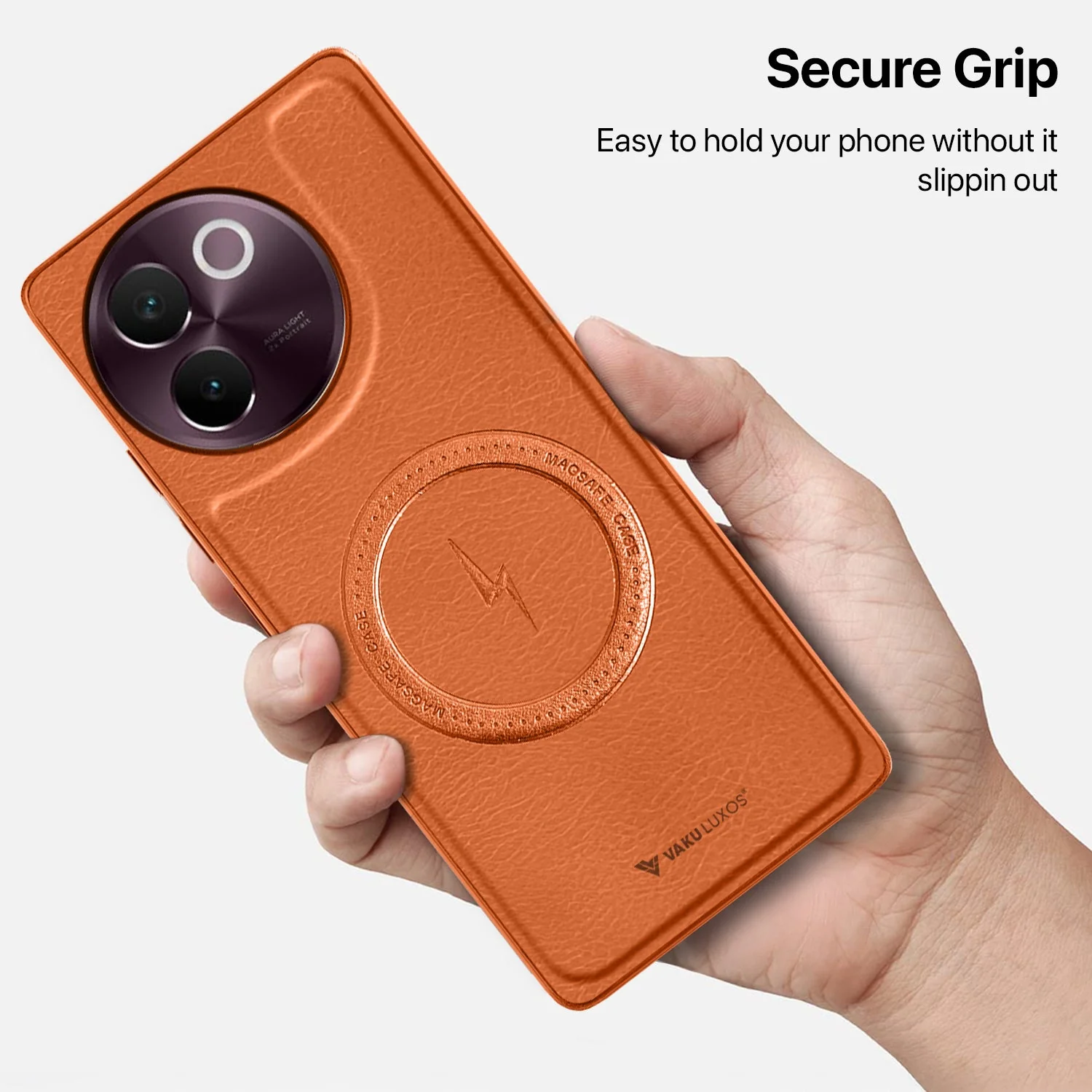 Vaku ® Vivo V30e 5G Maxtron Leather Stitched Magnetic Magsafe Non-Slip Grip Shockproof Back Cover - Image 9