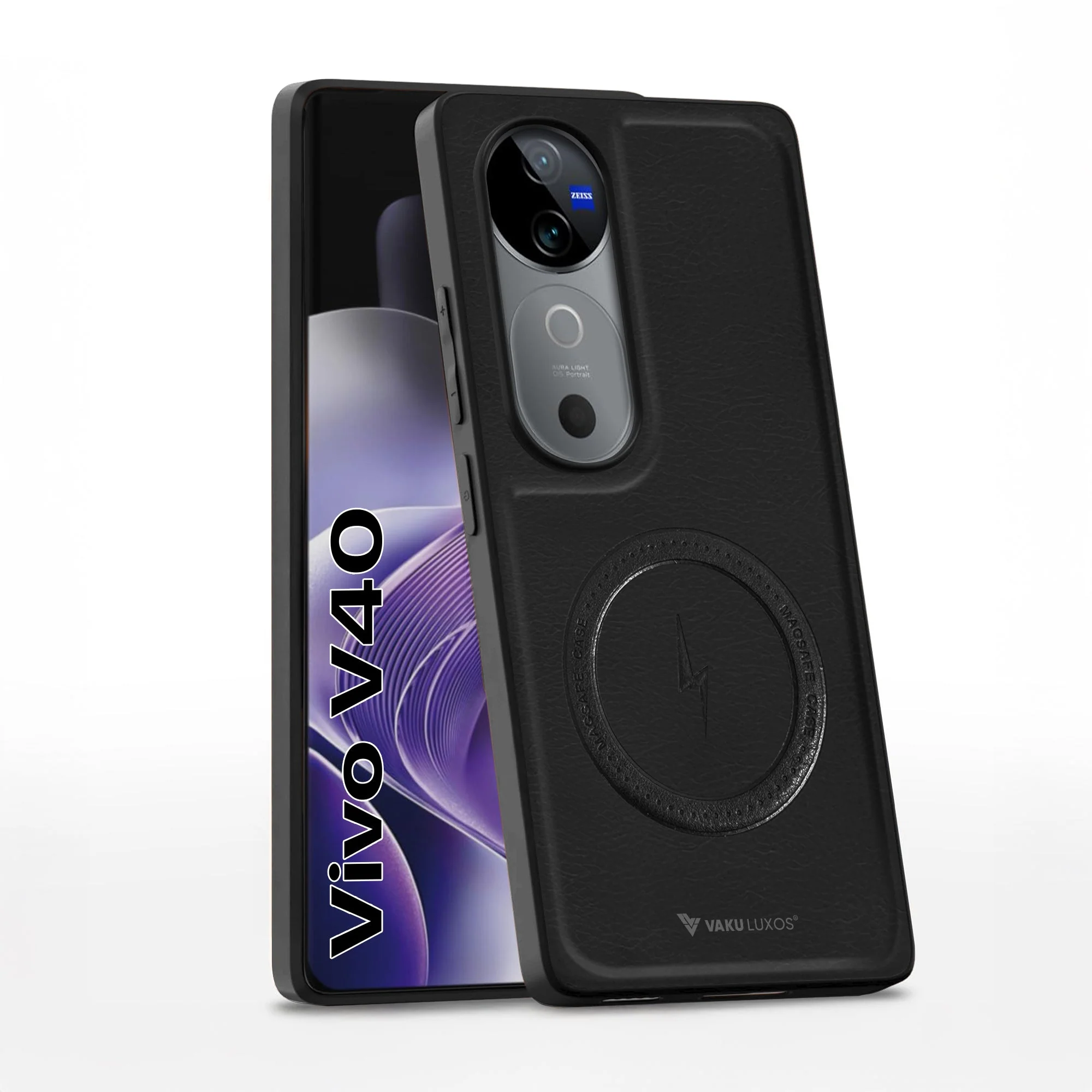 Vaku ® Vivo V40 5G Maxtron Leather Stitched Magnetic Magsafe Non-Slip Grip Shockproof Back Cover - Image 2