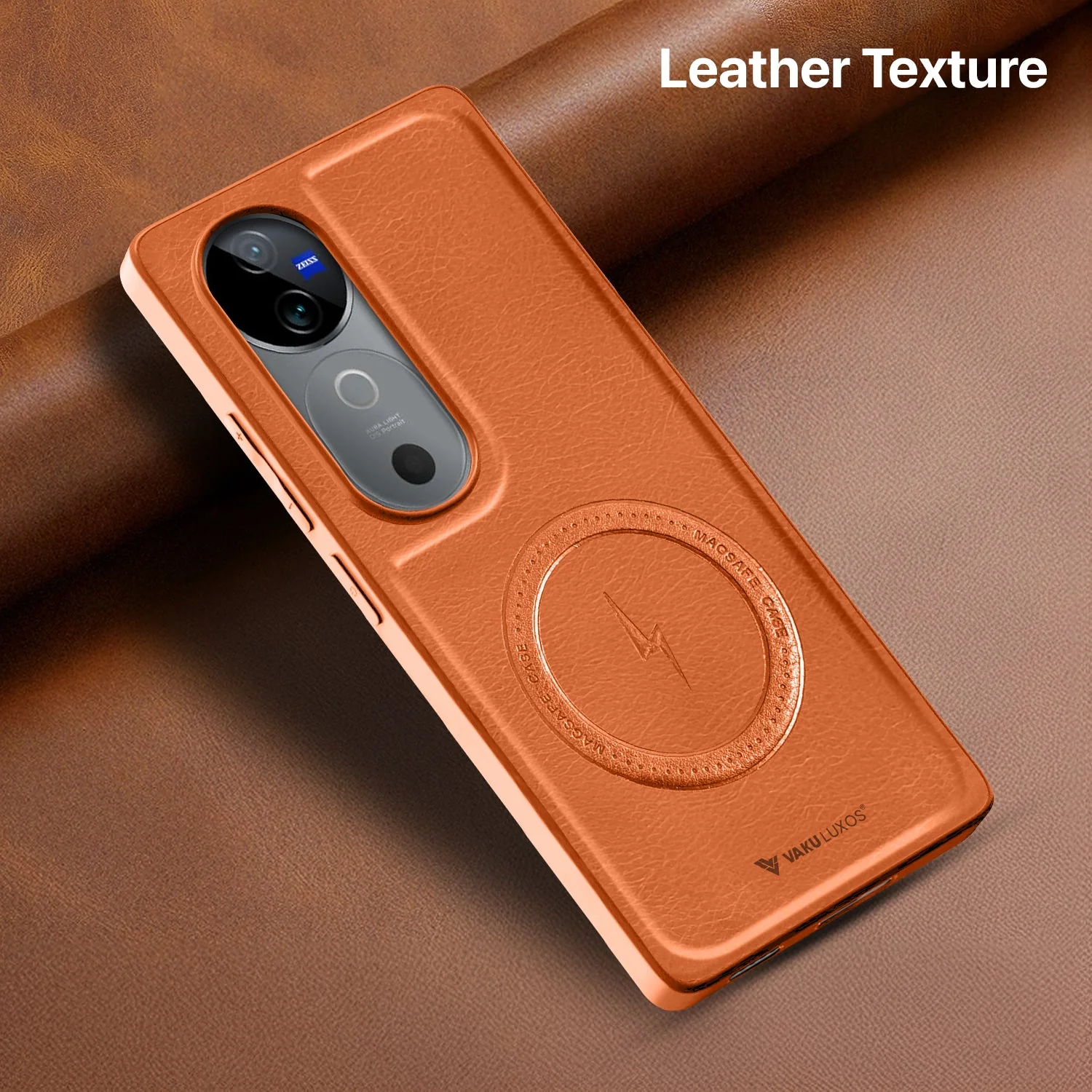 Vaku ® Vivo V40 5G Maxtron Leather Stitched Magnetic Magsafe Non-Slip Grip Shockproof Back Cover - Image 7